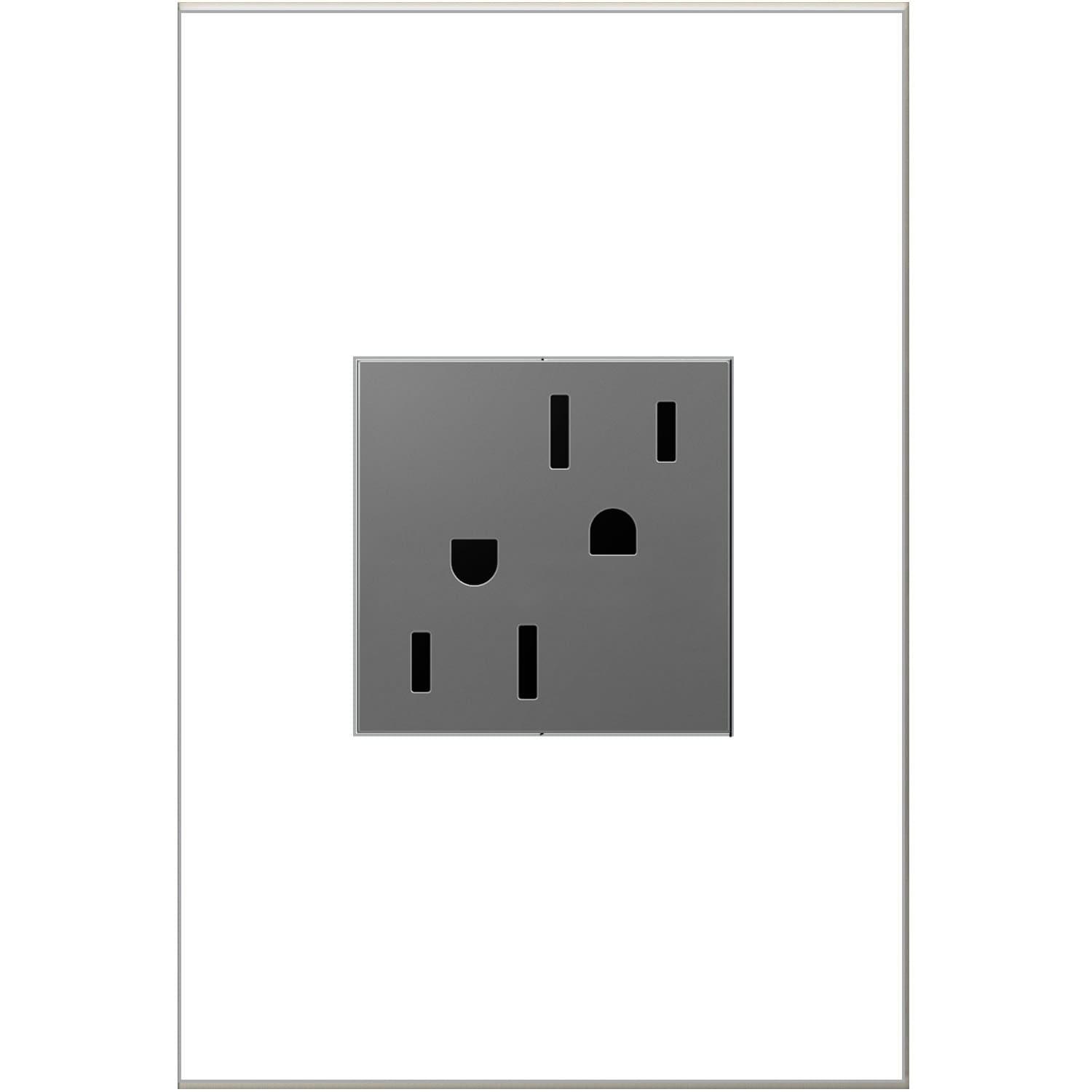 Silver Tamper Resistant In-Wall Outlet with Wall Plate