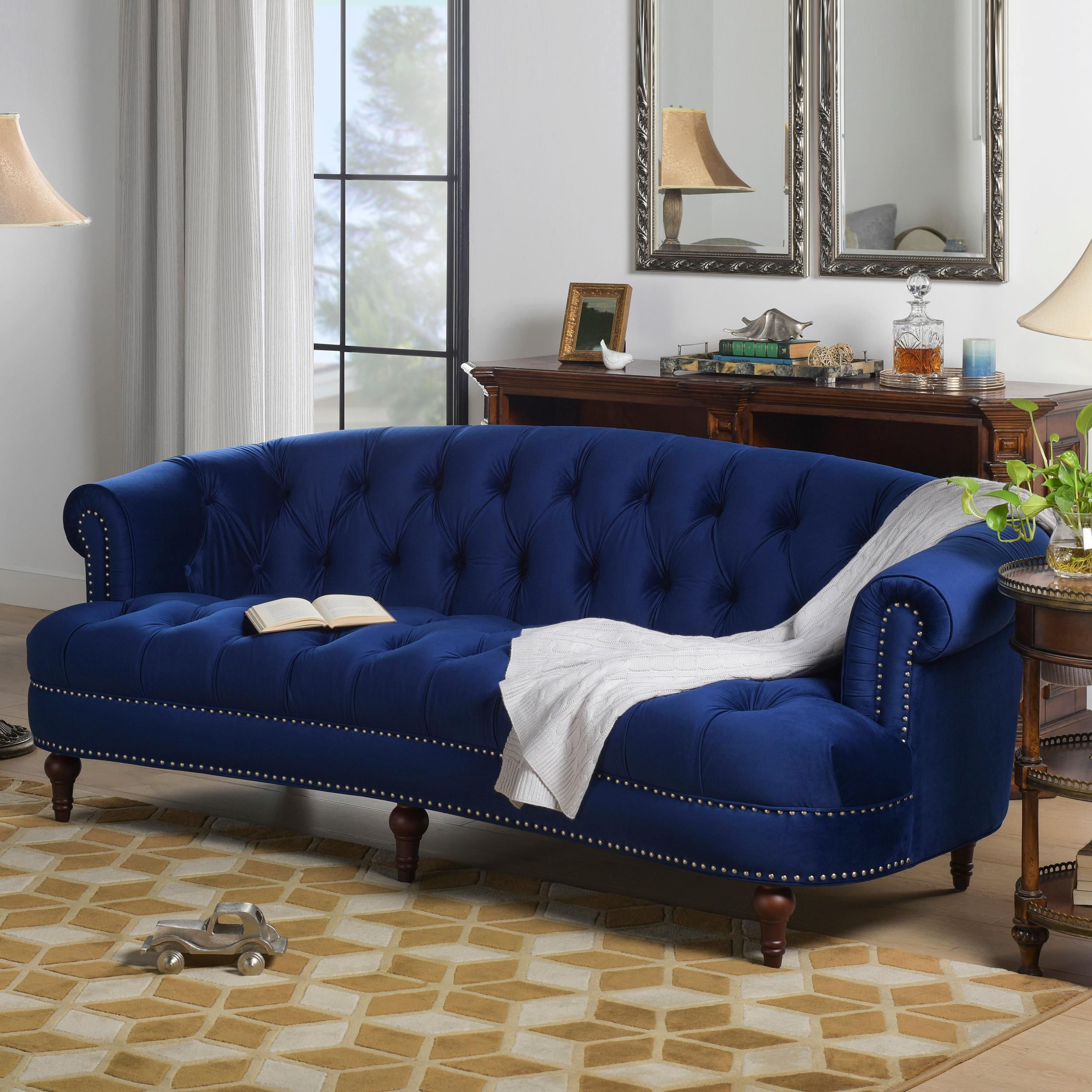 Jennifer Taylor Home La Rosa 84" Victorian Chesterfield Living Room Tufted Sofa Couch, Navy Blue