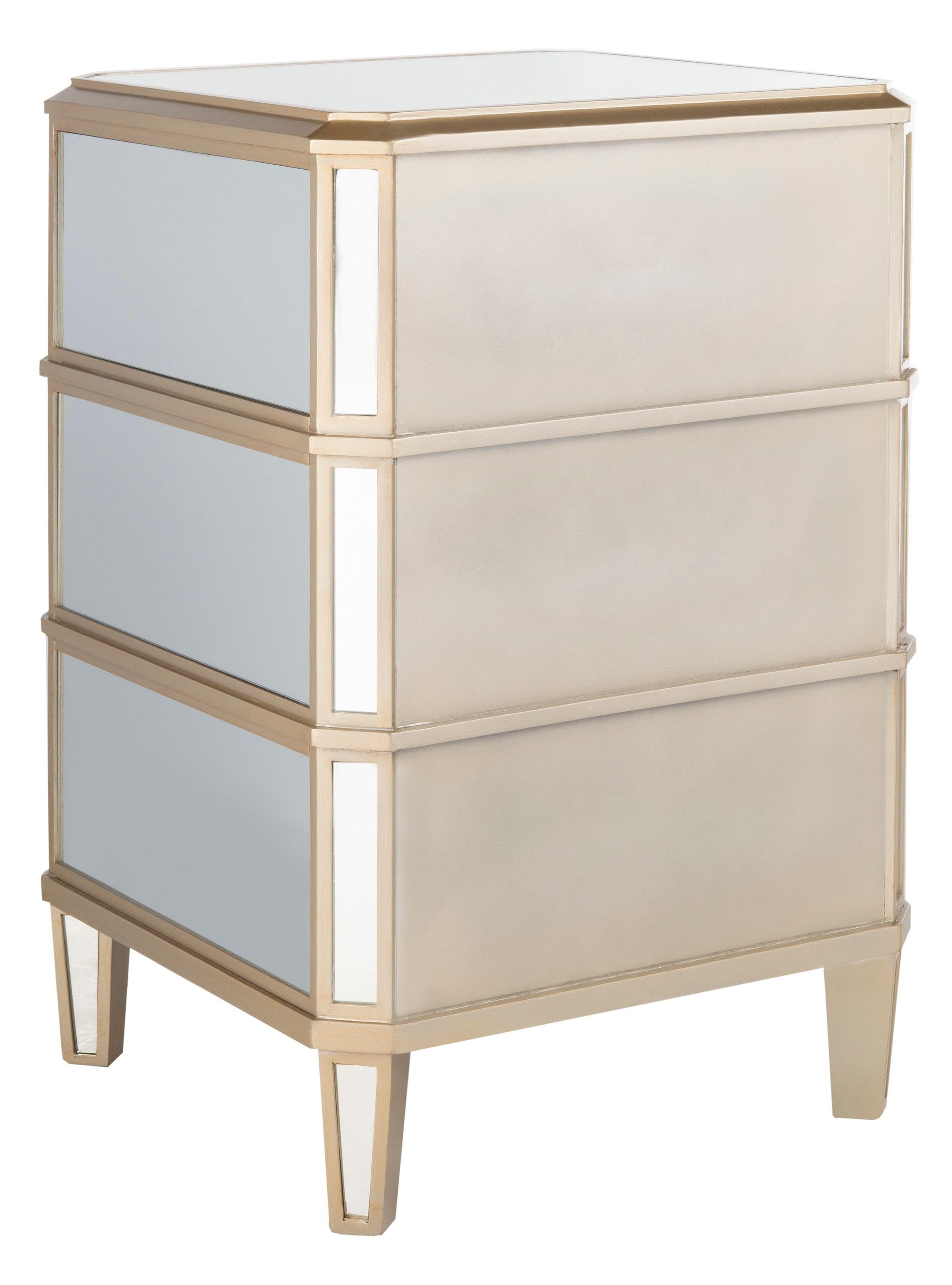 Giana 3 Drawer Mirrored Nightstand - Mirror - Safavieh.