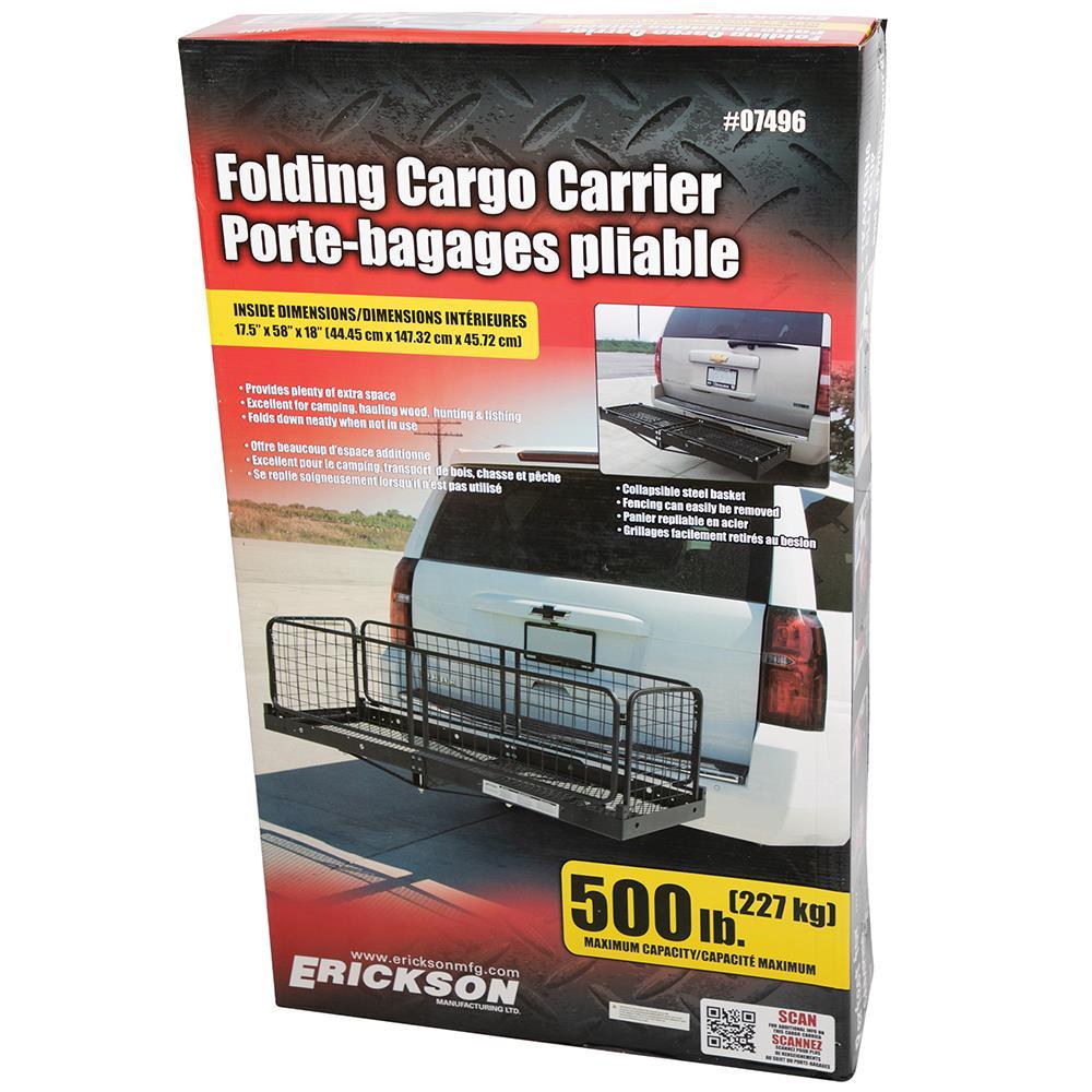 Erickson 07496 Folding Cargo Carrier with Sides, 500 lb Rated