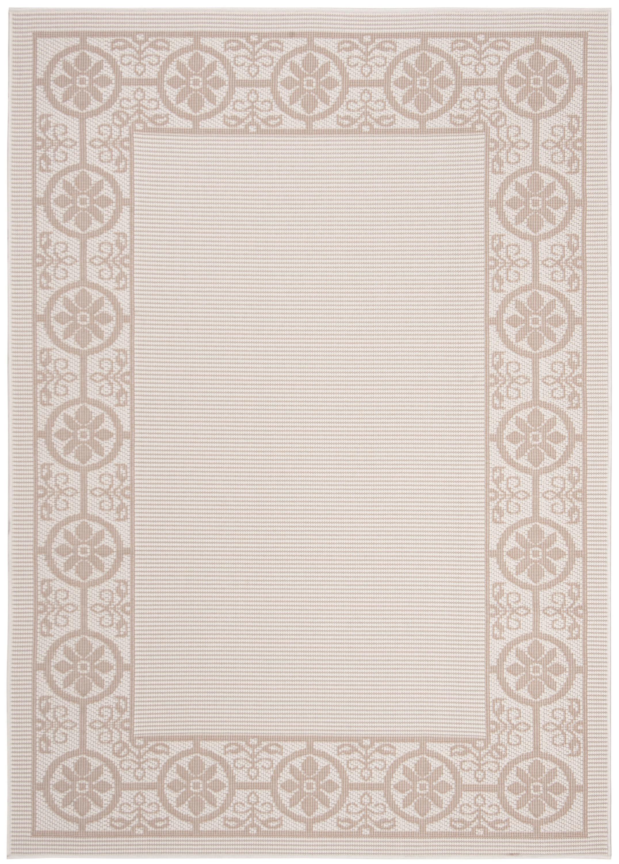 SAFAVIEH Bermuda Zoey Floral Bordered Indoor/Outdoor Area Rug Ivory/Beige, 9' x 12'