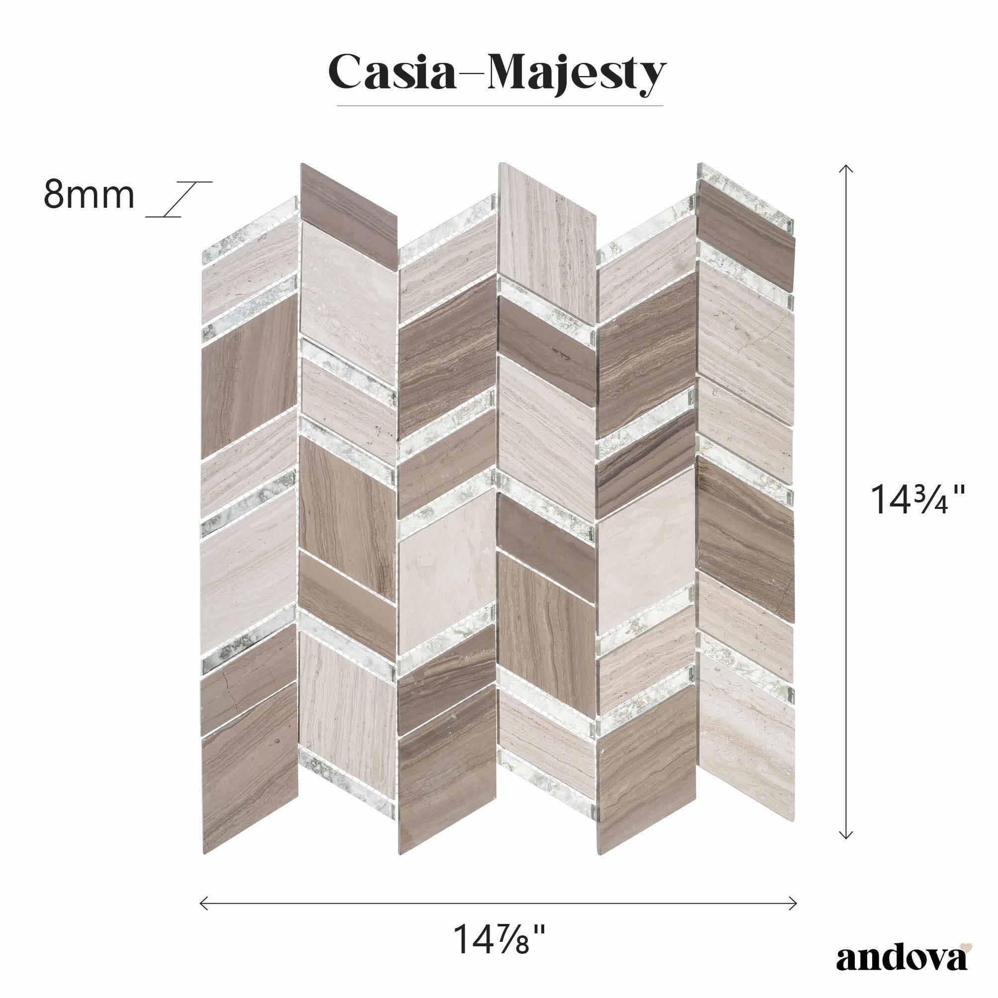 Casia Polished Marble/Porcelain/ Mirrored Glass Chevron Mosaic Kitchen and Bathroom Wall Tile