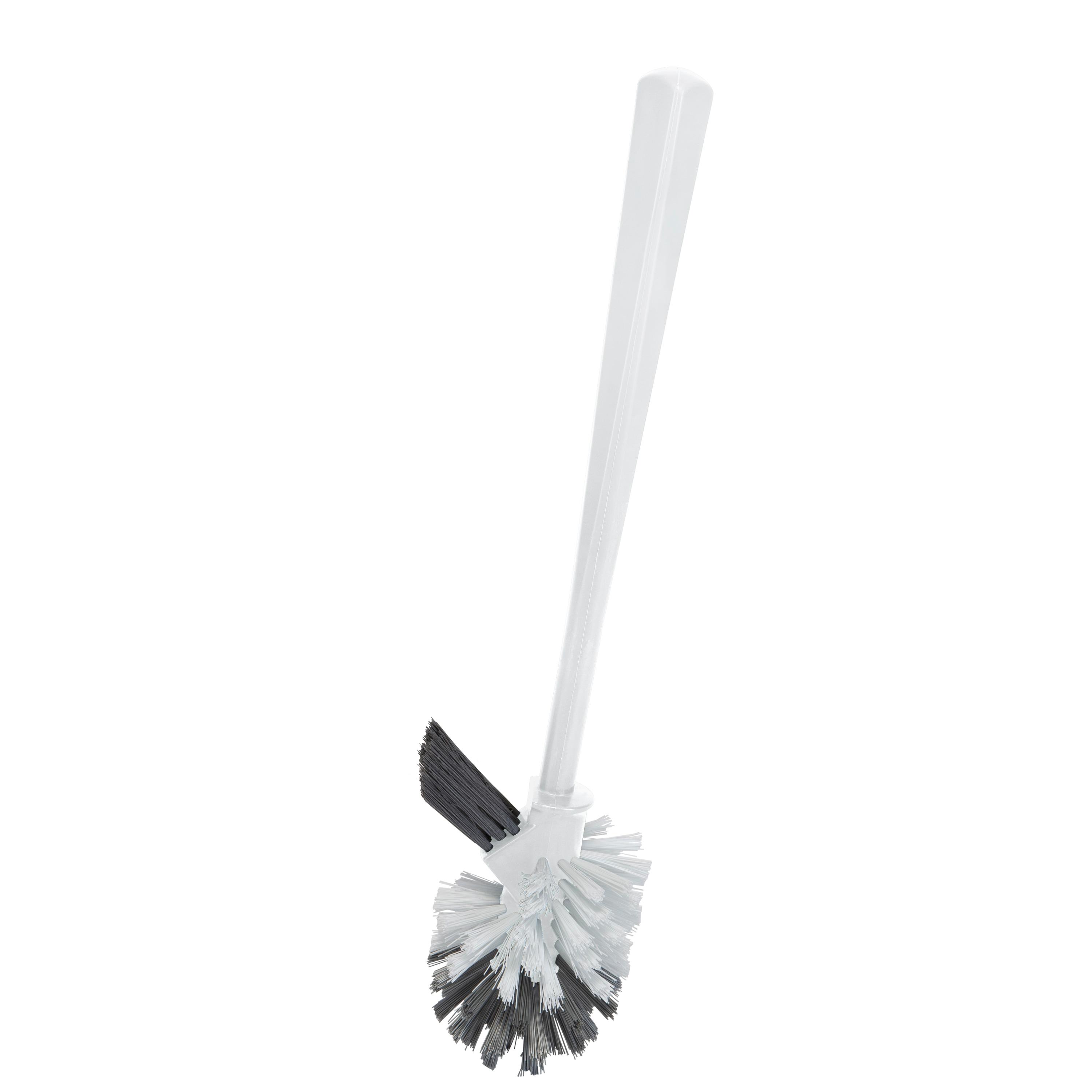 Bath Bliss Self Closing Lid Toilet Brush with Rim Scrubber in Sailor Knot Design, White