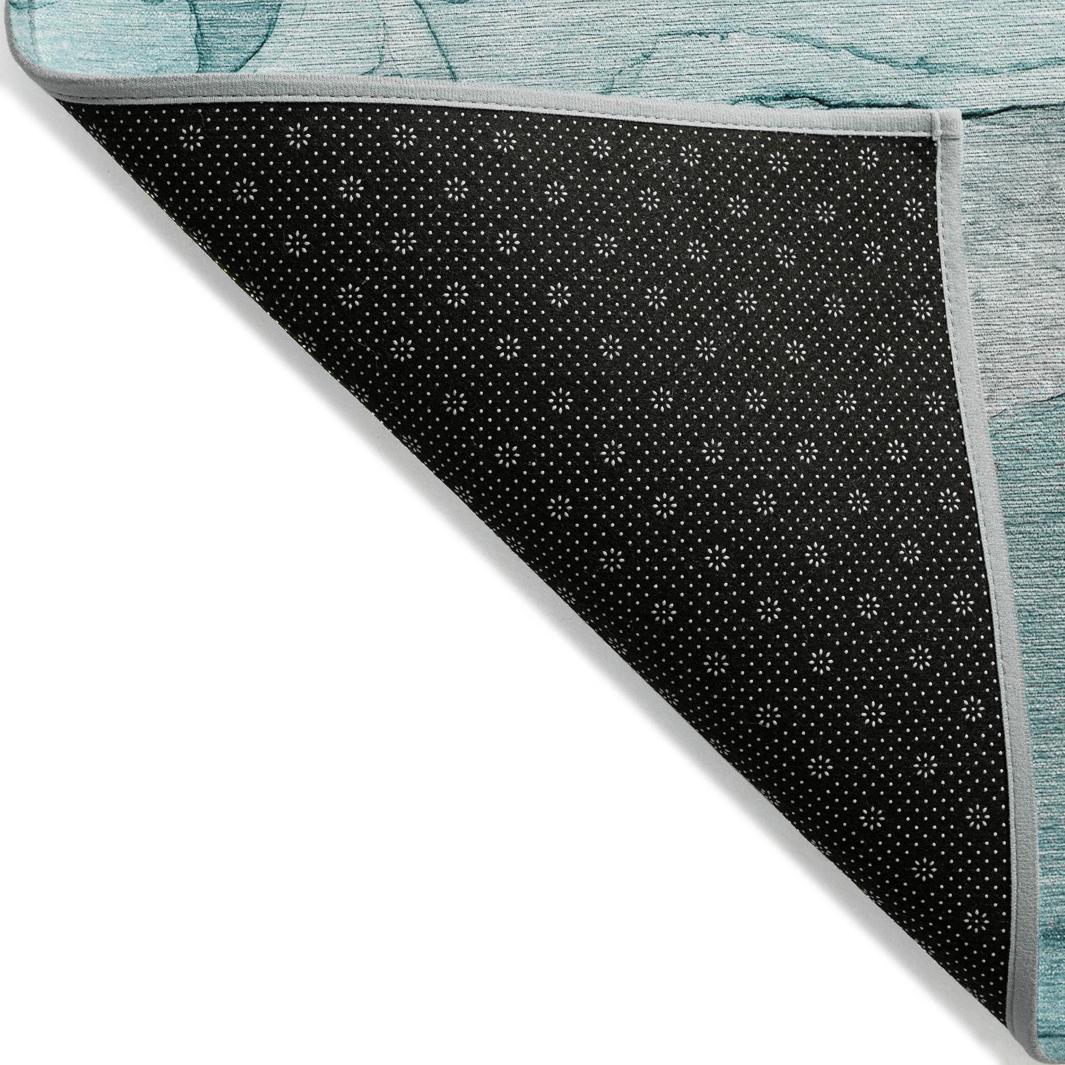 Addison Rugs Chantille Indoor/Outdoor Transitional Watercolors Teal Washable Round Rug, 8' x 8'