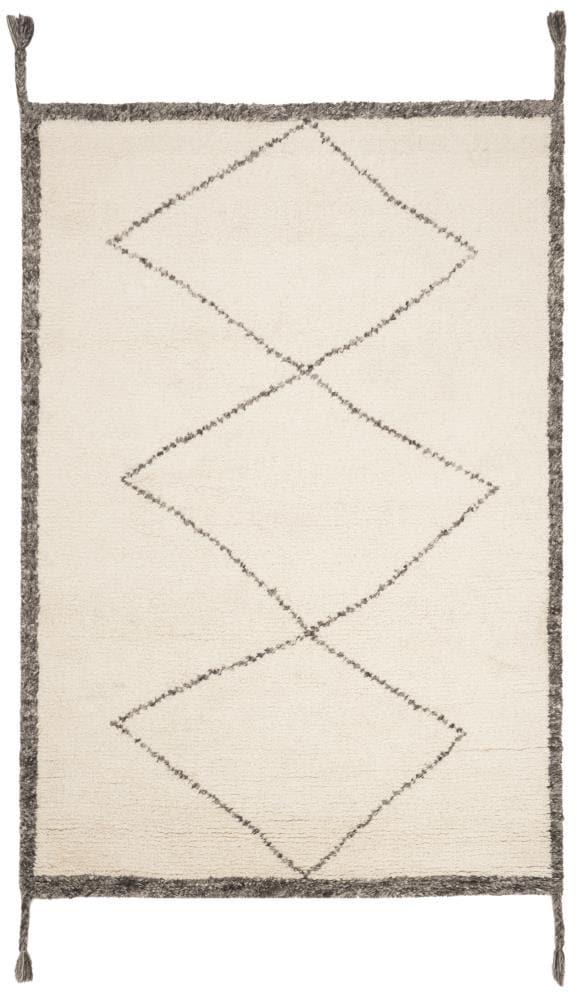 Ivory Hand-Tufted Wool Shag 4' x 6' Rug