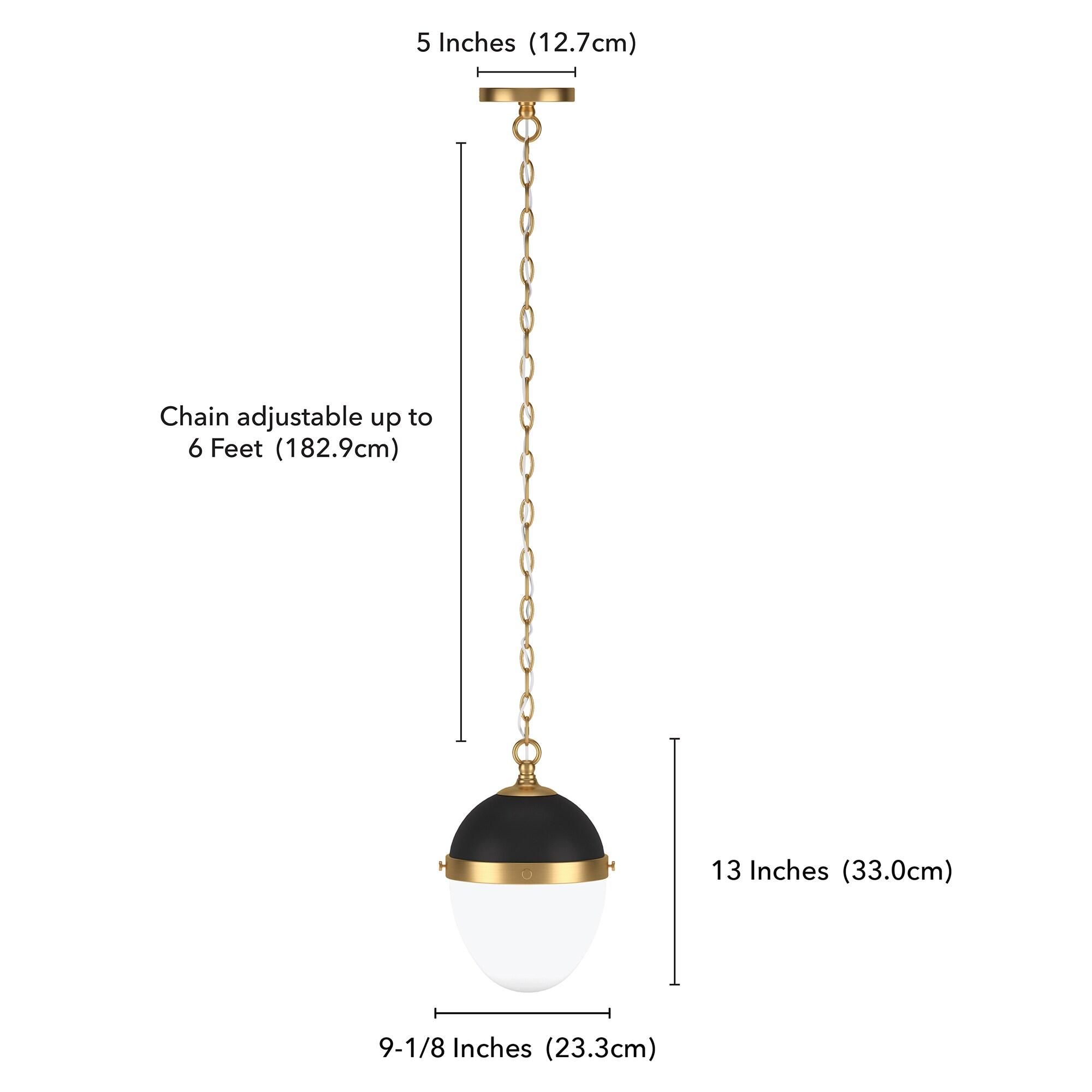 Aurelia Blackened Bronze and Brass Globe Pendant Light with White Milk Glass Shade