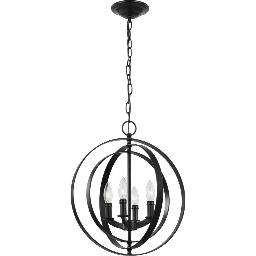 Progress Lighting Equinox 4-Light Foyer Pendant, Steel, Black, No Shade