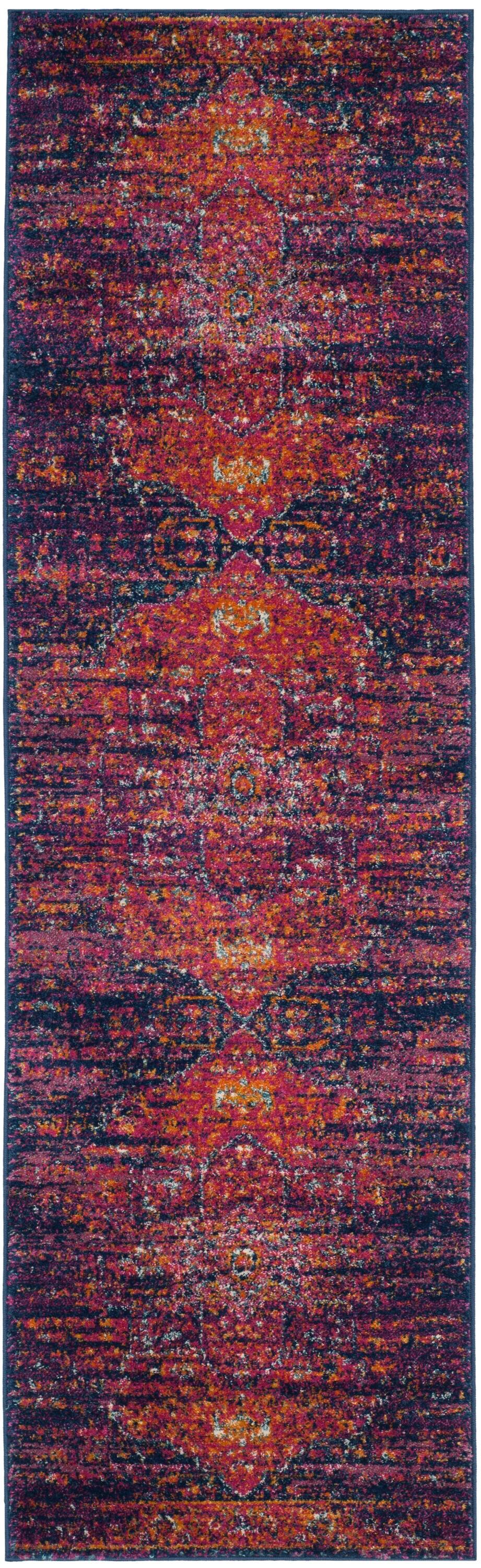 SAFAVIEH Evoke Westley Bordered Runner Rug, Blue/Fuchsia, 2'2" x 19'