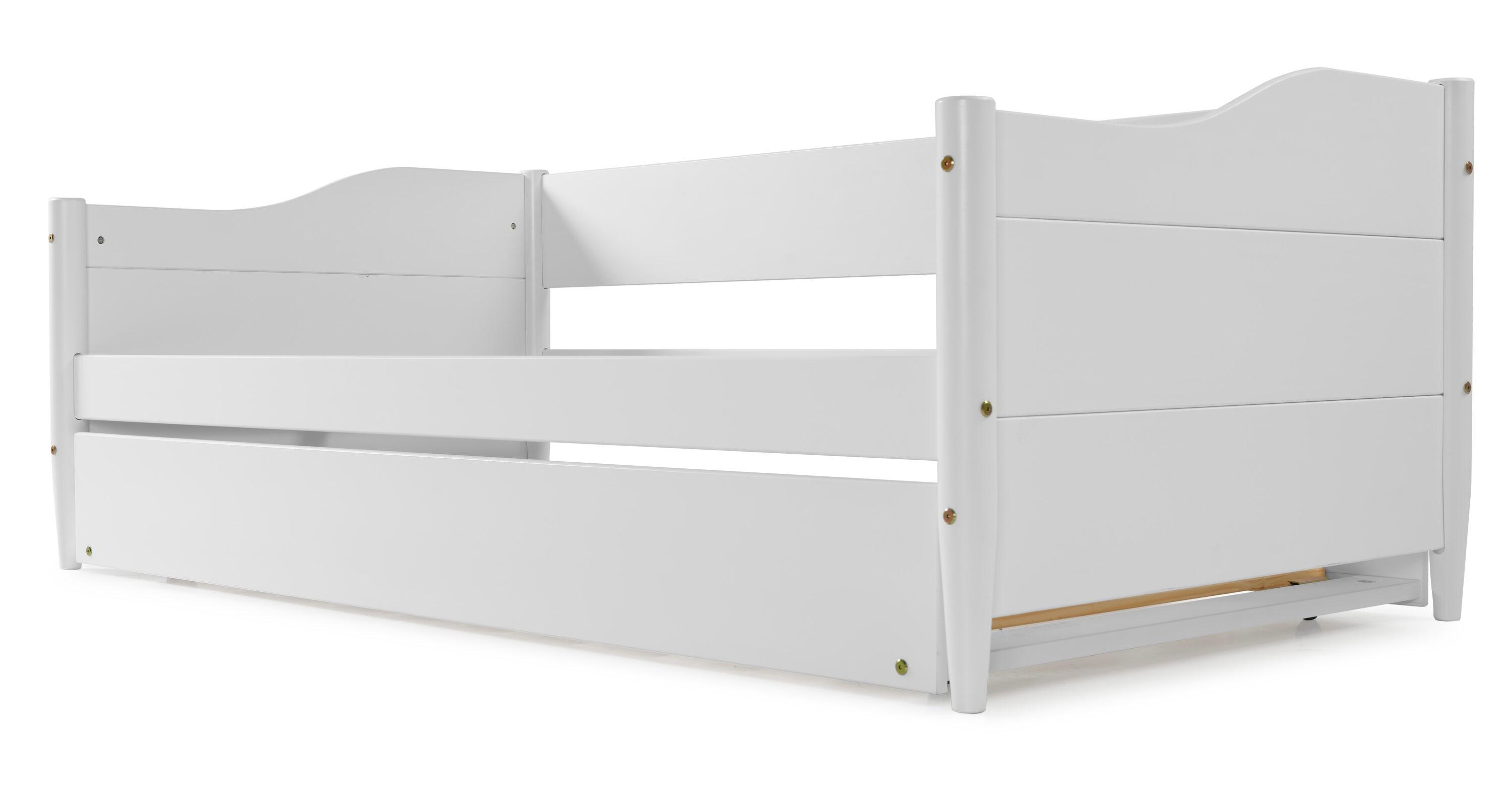 Mid Century Classic Twin Size Day Bed with Trundle White Finish