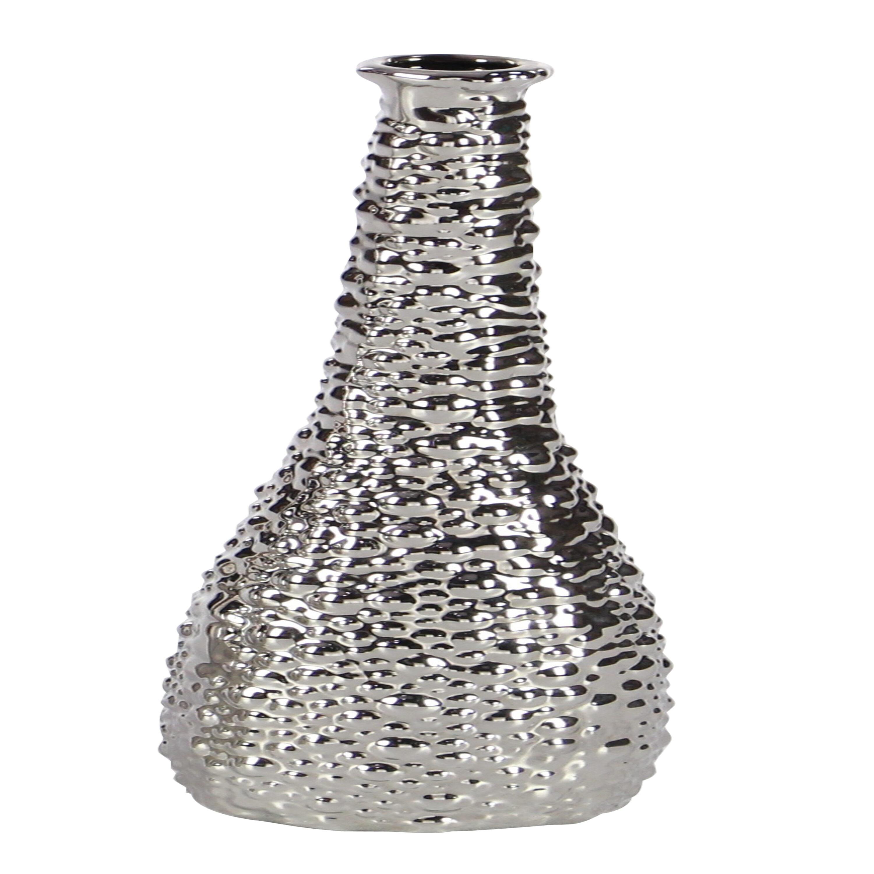 CosmoLiving by Cosmopolitan Ceramic Slim Textured Bottleneck Decorative Vase with Varying Patterns Set