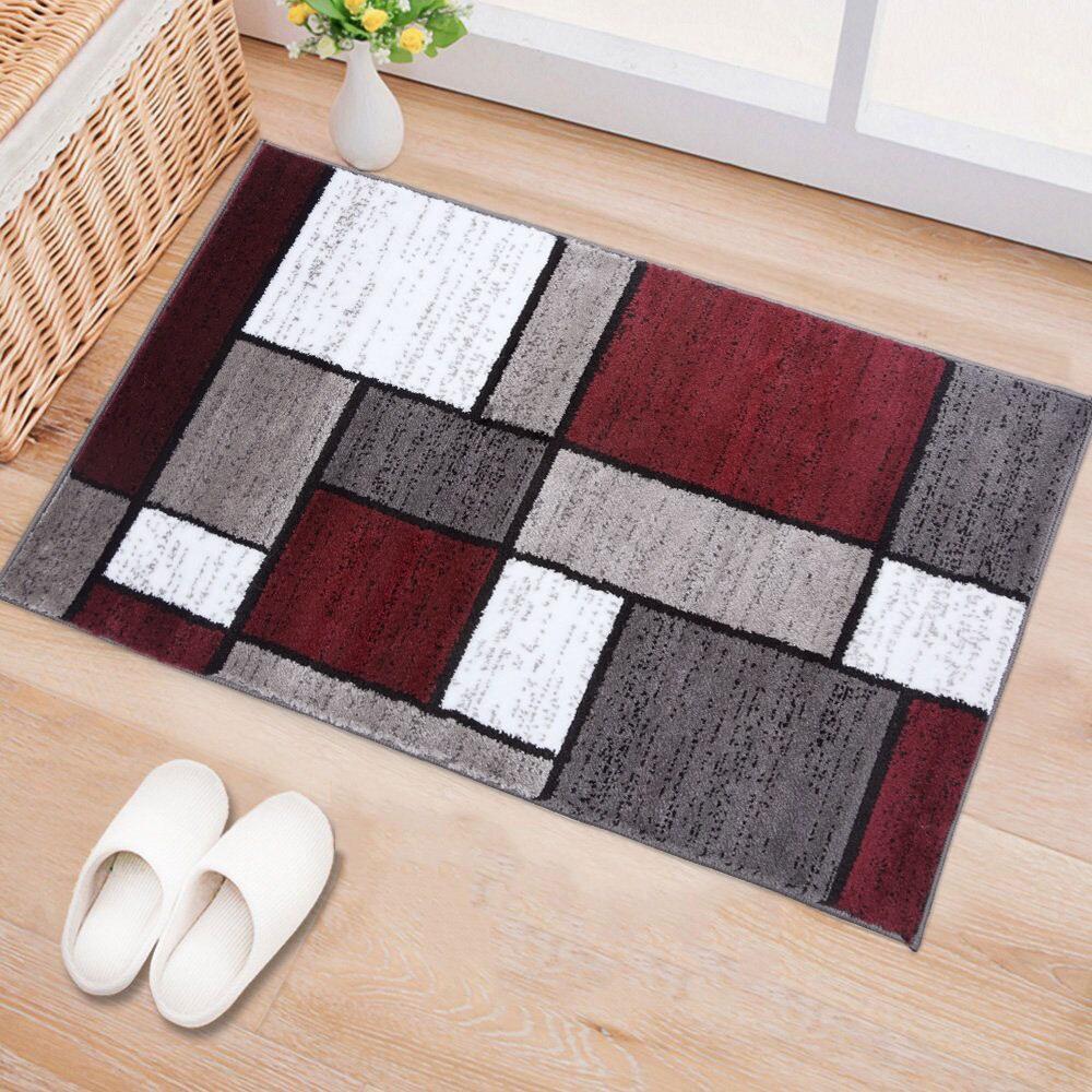 World Rug Gallery Contemporary Modern Boxed Color Block Red 2'x3' Area Rug