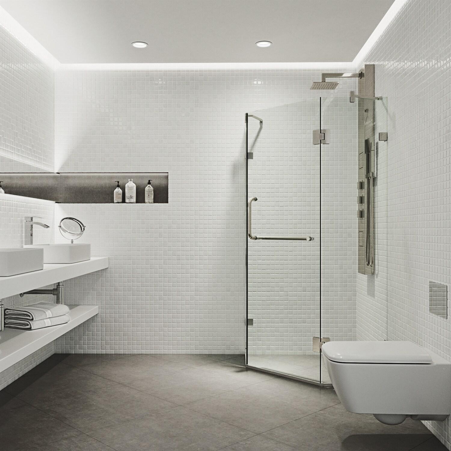 Piedmont 36" W x 36" D x 73" H Hinged Frameless Shower Enclosure with 3/8Clear Glass