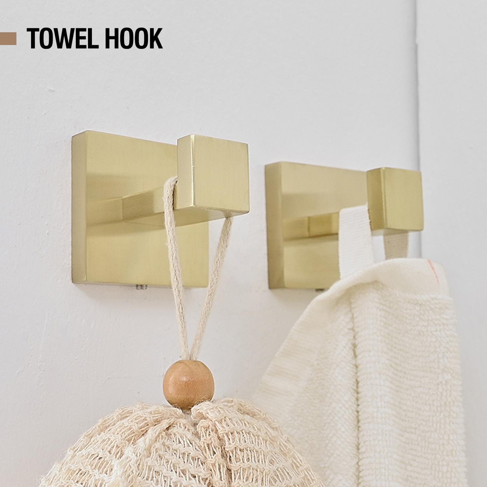 5-Piece Bath Hardware Set with Towel Bar,Included 2 Towel Hook,Toilet Paper Holder and Towel Ring in Brushed Gold