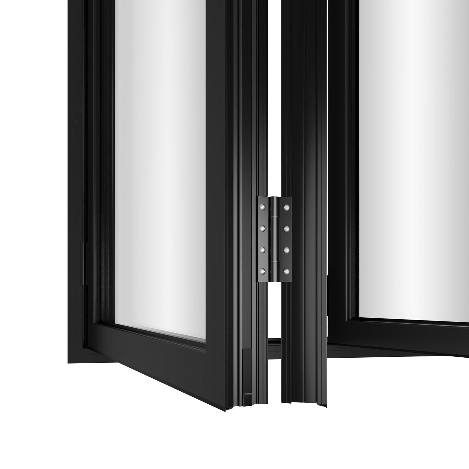 KaMic KaMic 96" inch - 3 Panels Glass Aluminum Folding Door In Black