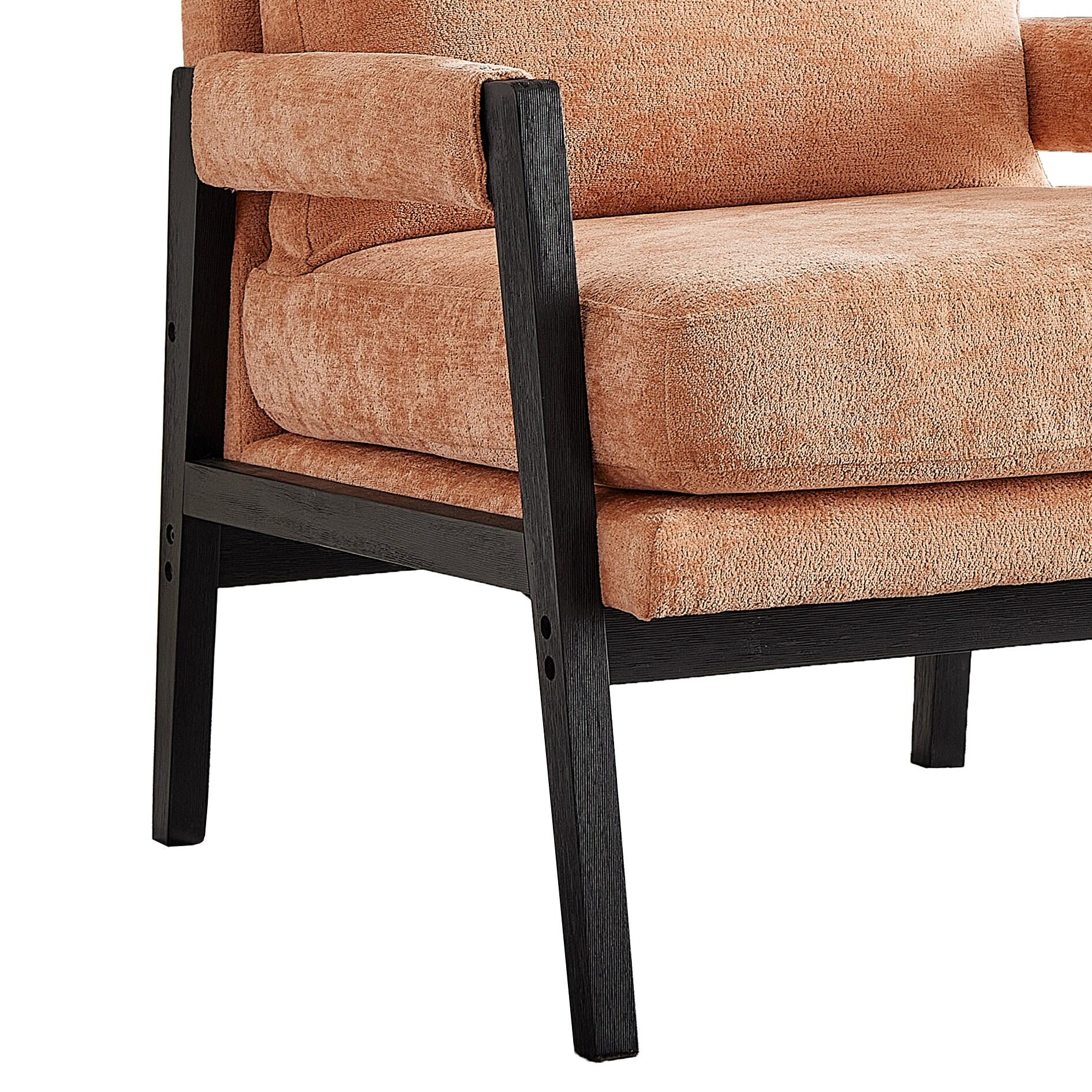 Roundhill Furniture Kelly Mid-Century Modern Chenille Upholstered Accent Armchair Orange