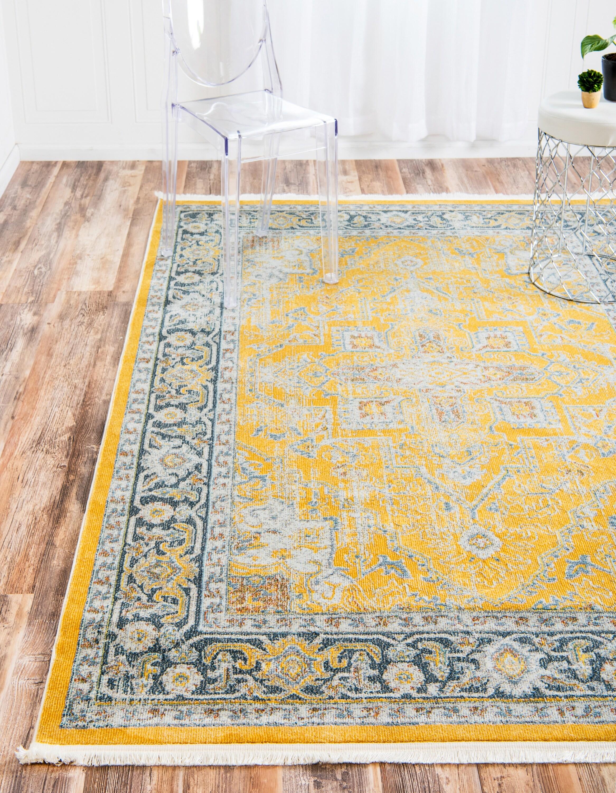 Unique Loom Baracoa Collection Area Rug - Prado (4' 3" x 6' 1" Rectangle Yellow/Ivory)