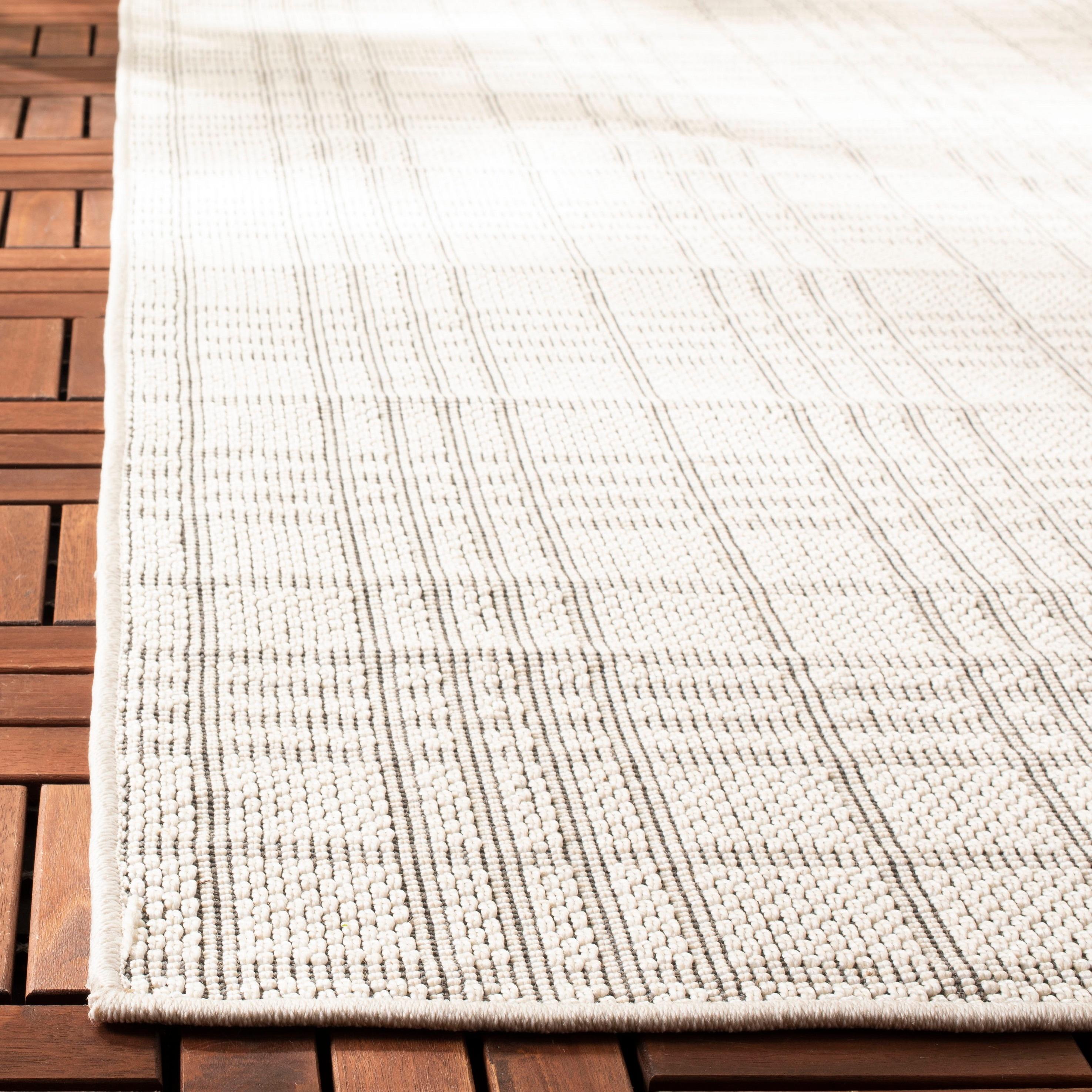 SAFAVIEH Bermuda Lavern Geometric Machine Washable Indoor/Outdoor Runner Rug, Ivory/Light Grey, 2' x 8'