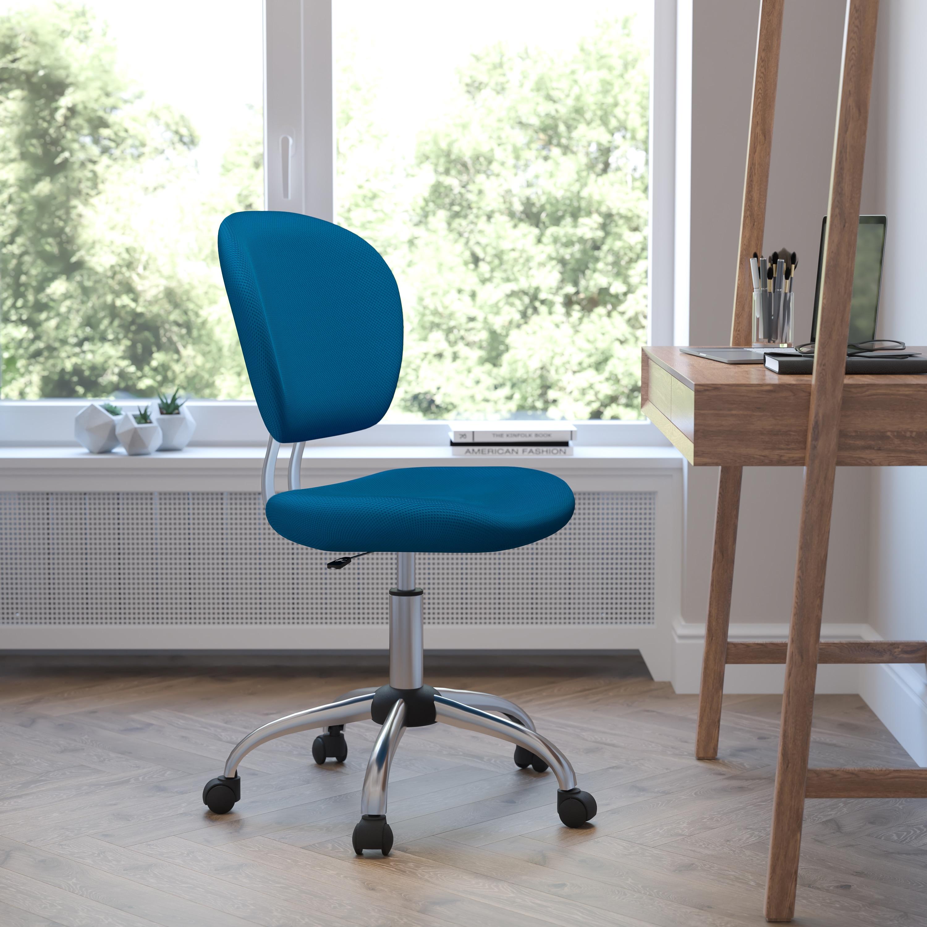 Turquoise Mesh Mid-Back Ergonomic Swivel Task Chair