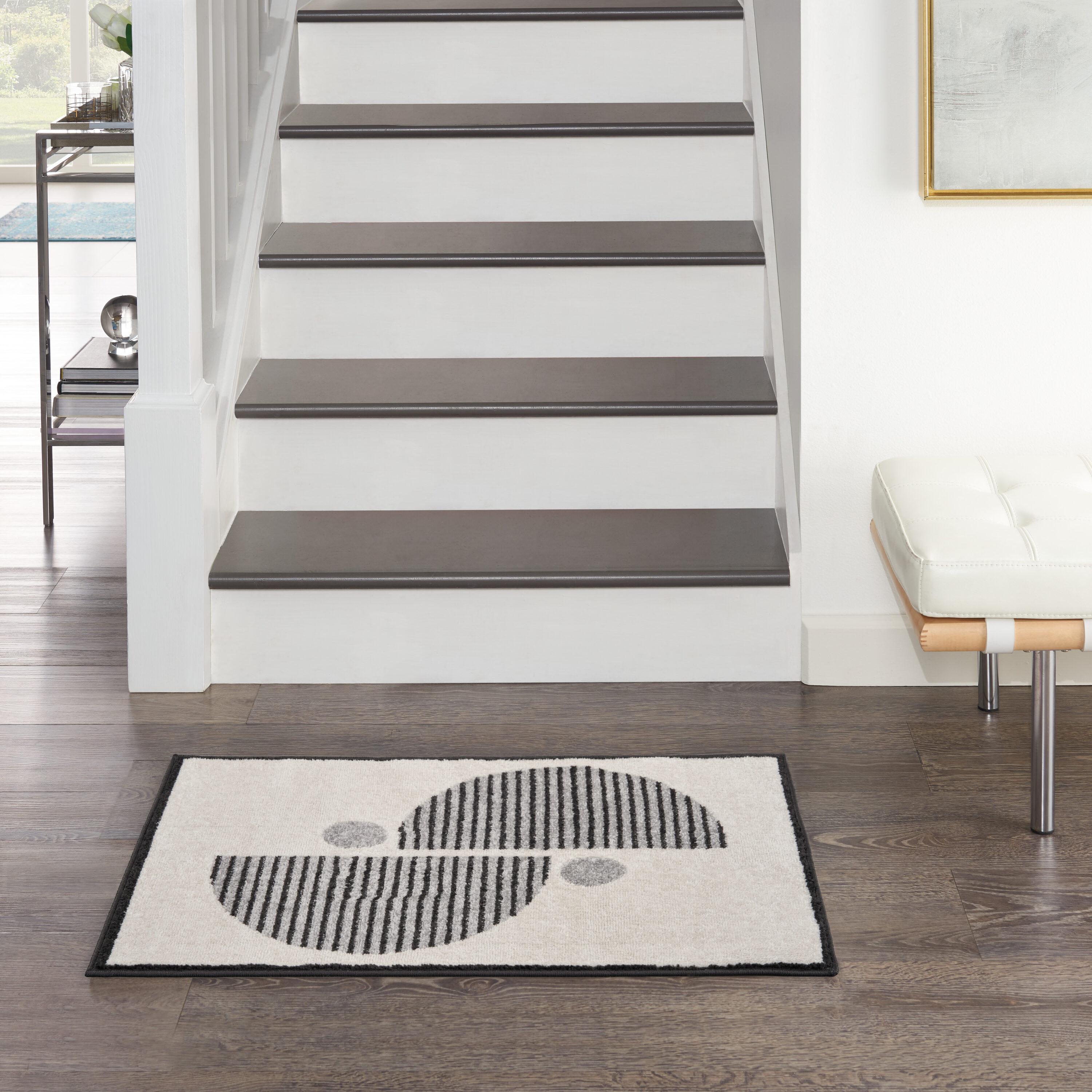 Nourison Modern Passion Circle Mid-Century Modern Indoor Rug Ivory/Black 2' x 3'