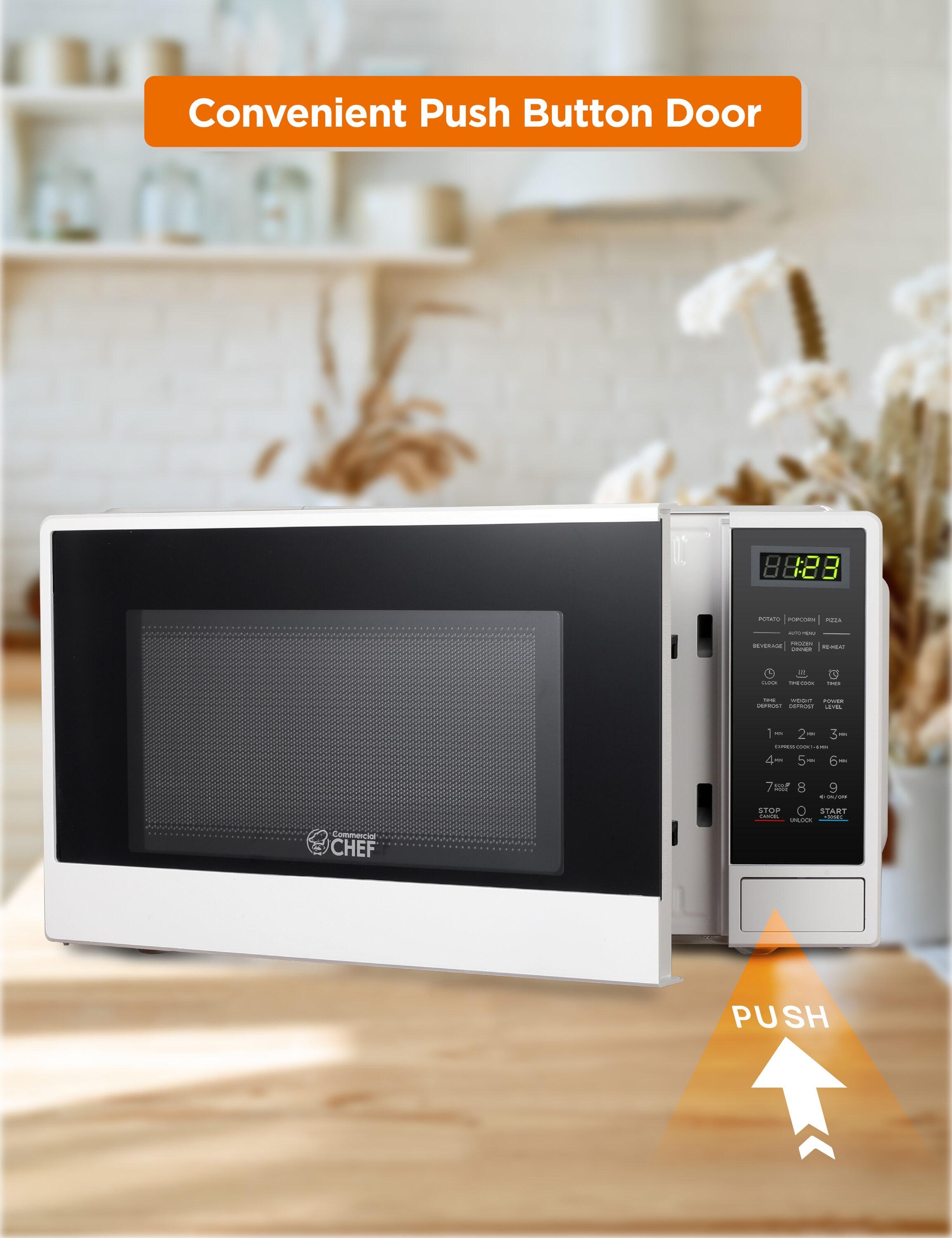 COMMERCIAL CHEF 1.1 Cu Ft Microwave with 10 Power Levels, Small Microwave with Push Button