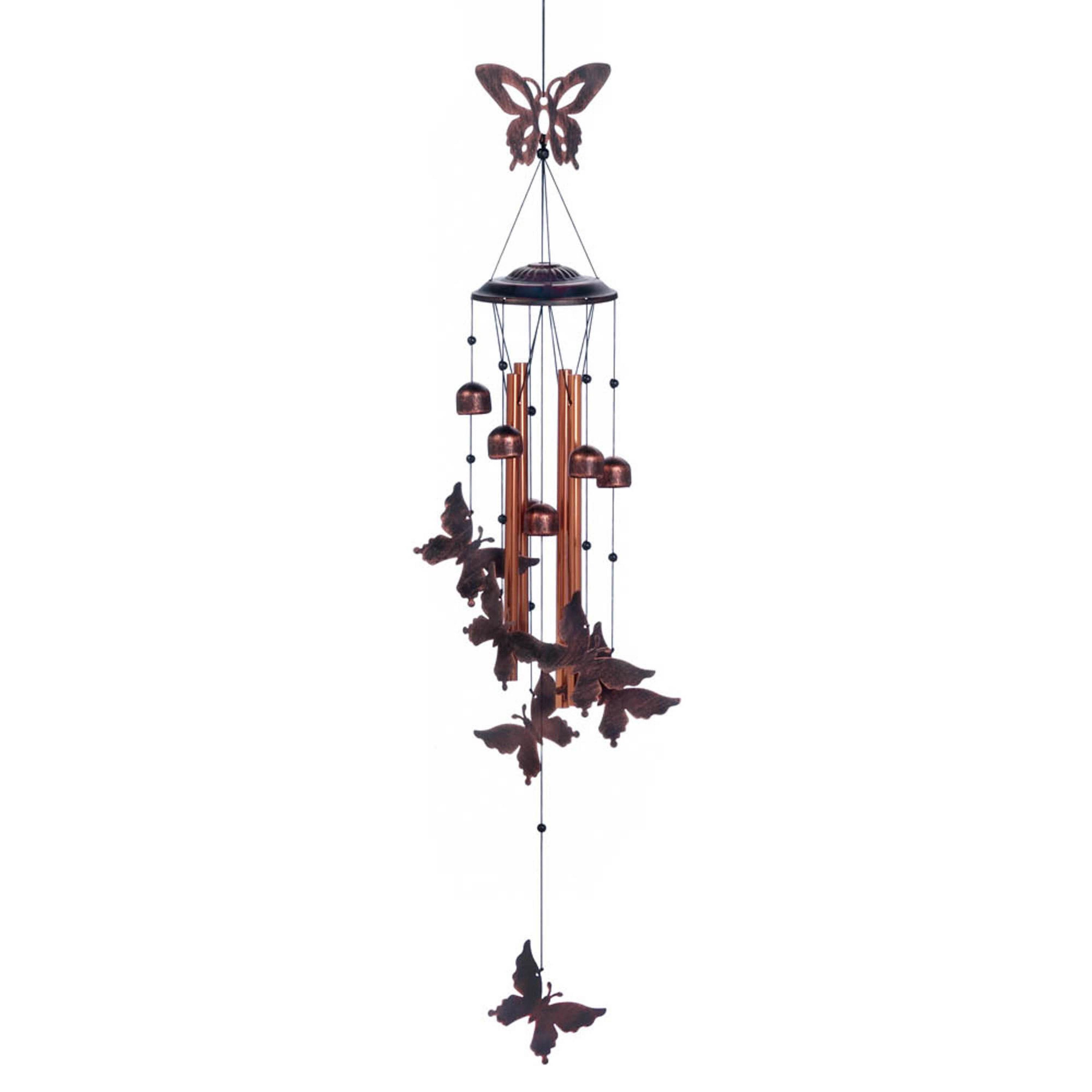 Copper Butterfly Garden Wind Chimes with Iron and Aluminum