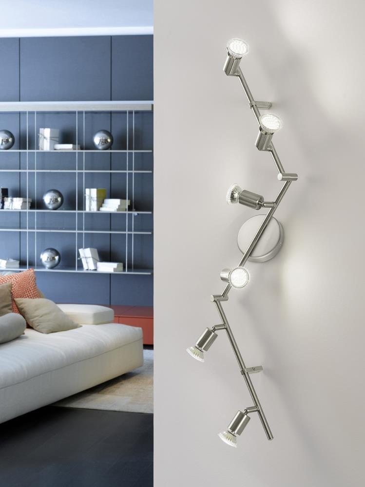 EGLO Buzz 6-Light Track Light Matte Nickel: Transitional Style, Adjustable, ETL Listed, Halogen