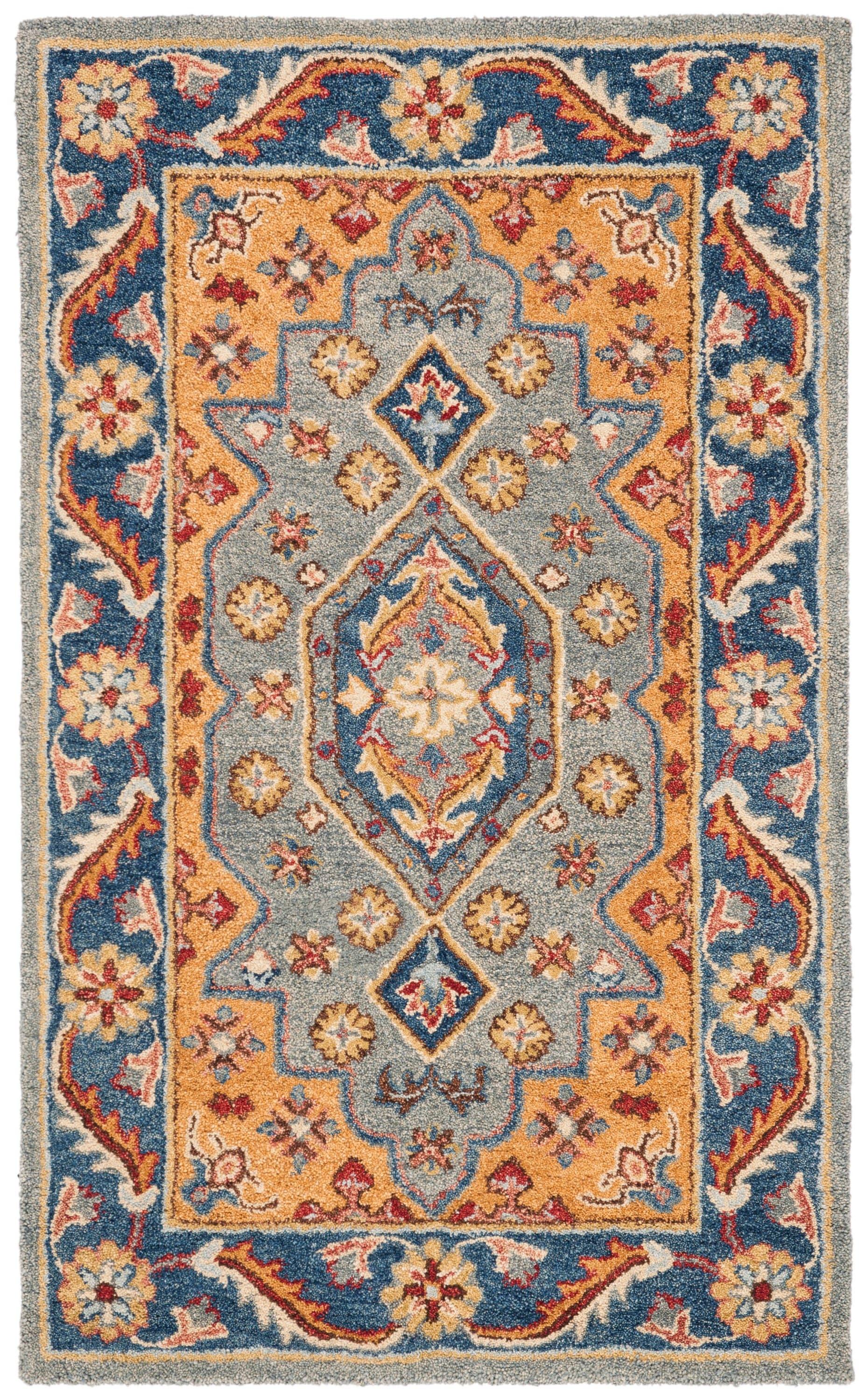 Antiquity AT504 Hand Tufted Area Rug - Blue/Gold - 3'x5' - Safavieh.