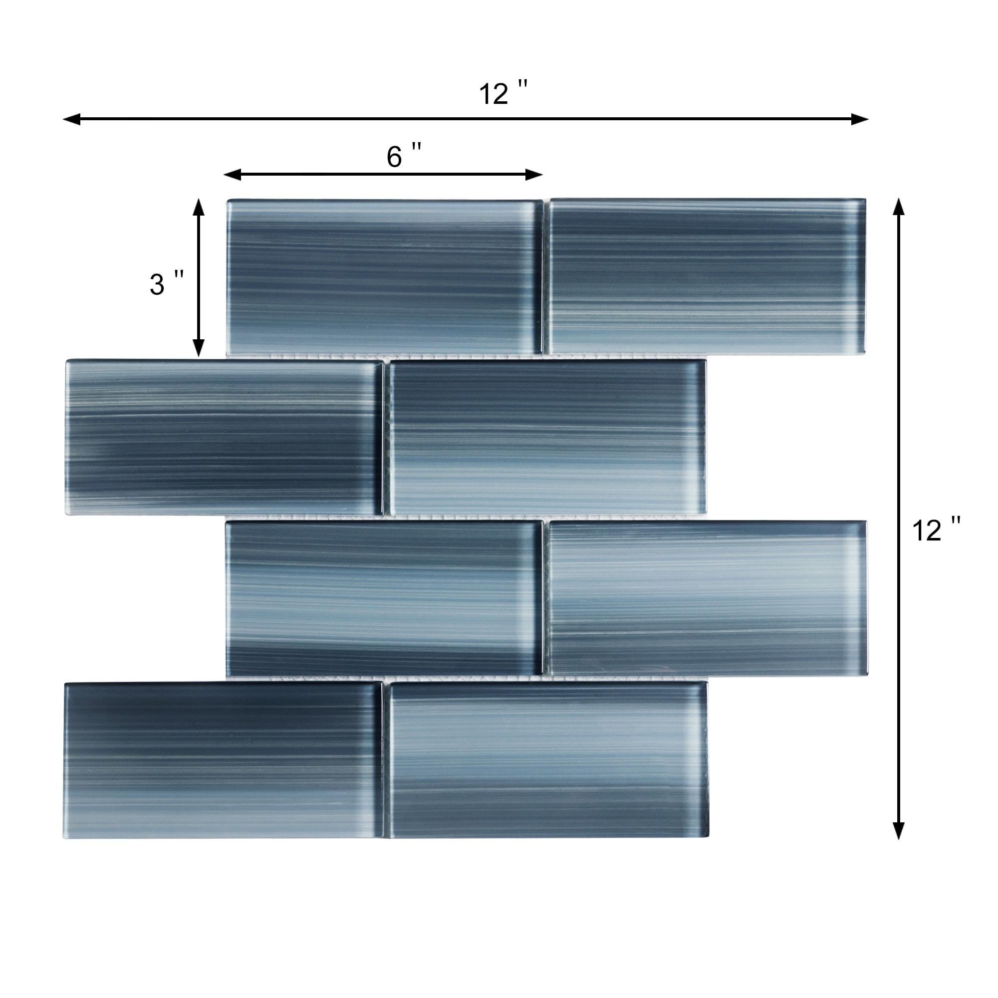 Premium Hand Painted 3" x 6" Straight Edge Glass Mosaic Subway Tile
