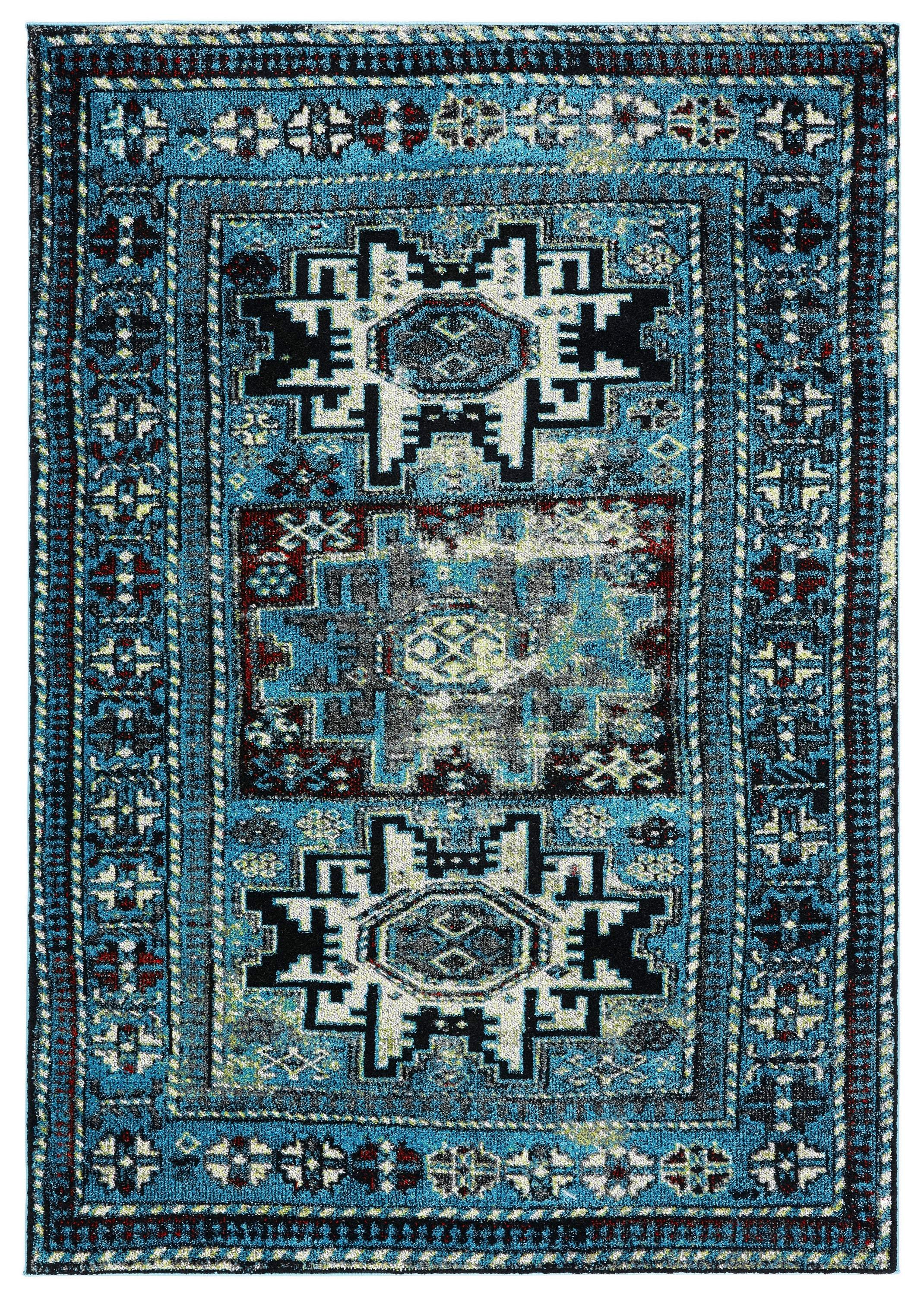 Vintage Hamadan VTH213 Power Loomed Area Rug - Light Blue/Black - 6'7"x9' - Safavieh.