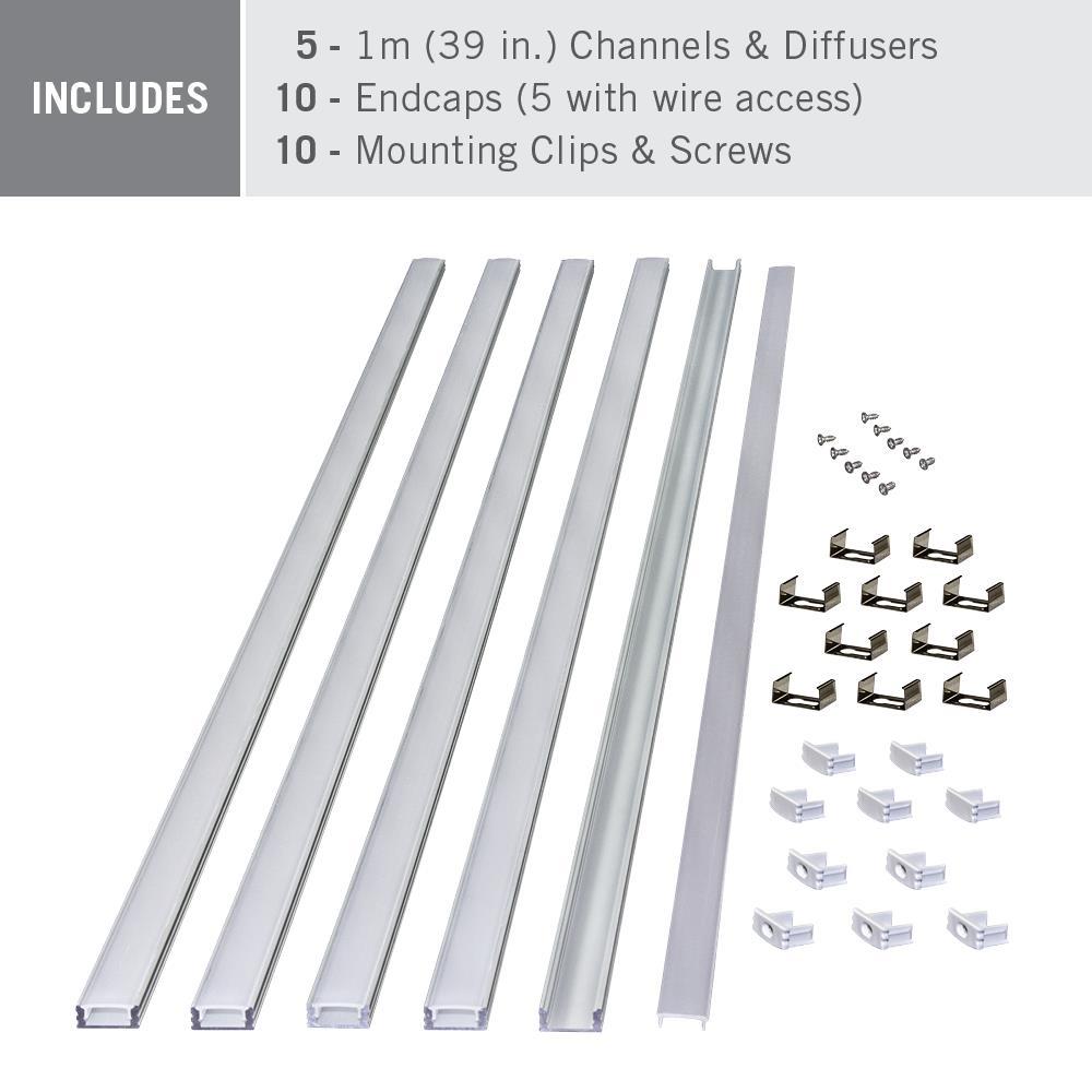 LED Tape Light Mounting Channel, Surface Mount, Silver