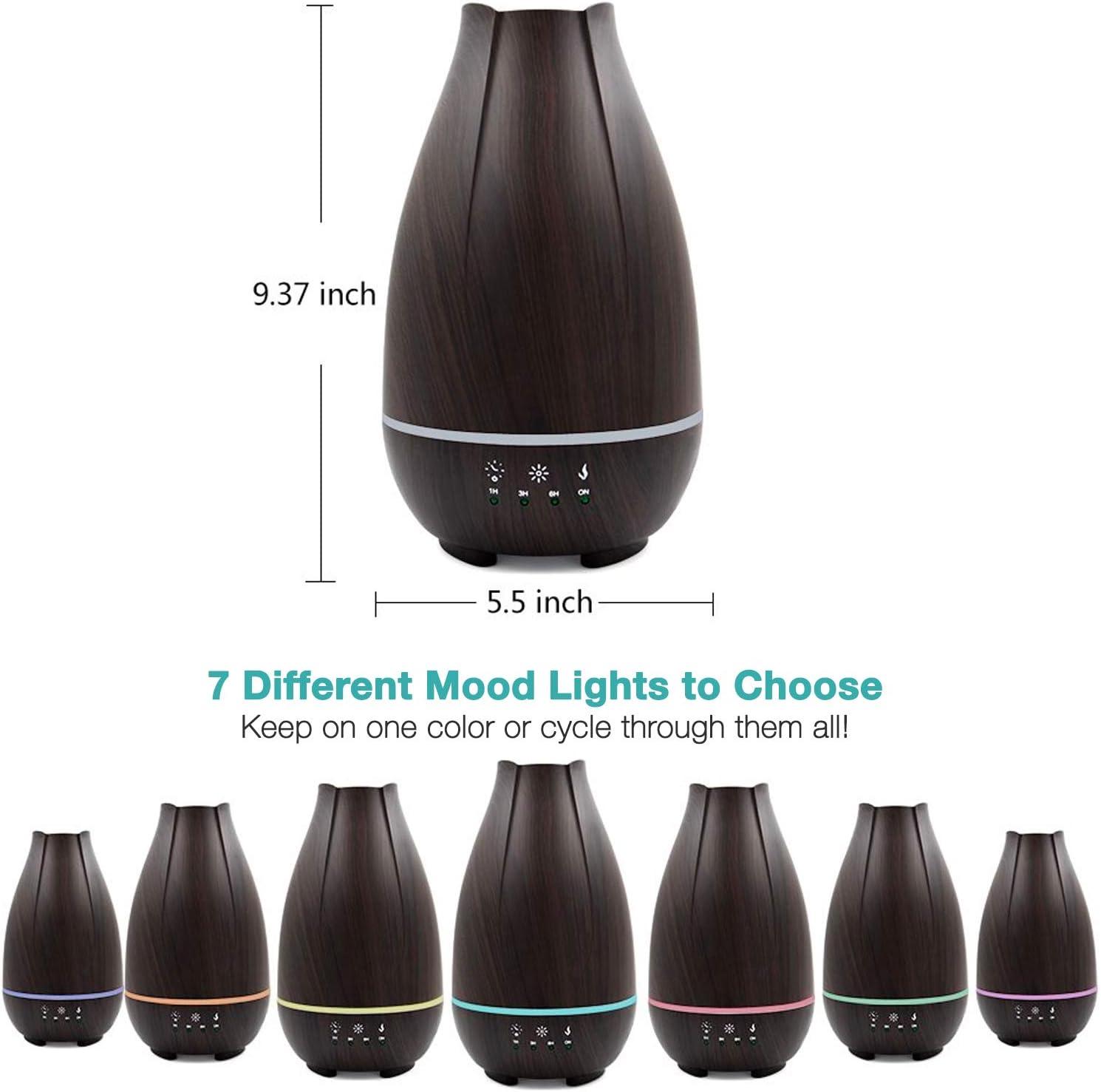 HealthSmart Aromatherapy Diffuser Cool Mist Humidifier for Essential Oils - Brown