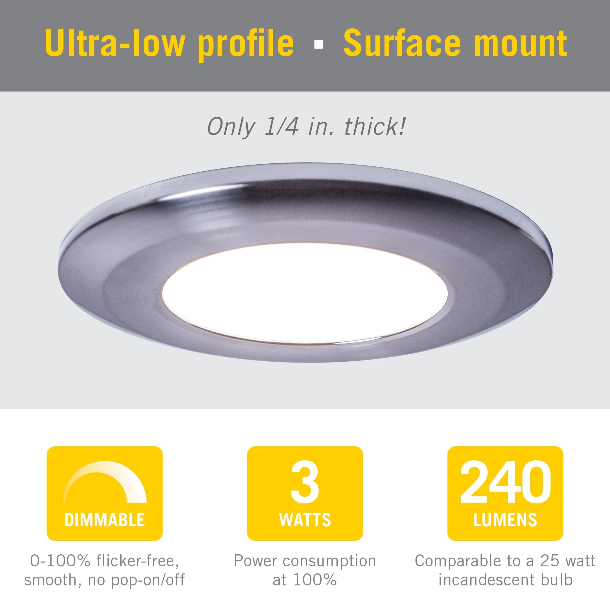 Wafer Thin Under Cabinet LED Puck Light, 2700K, Silver