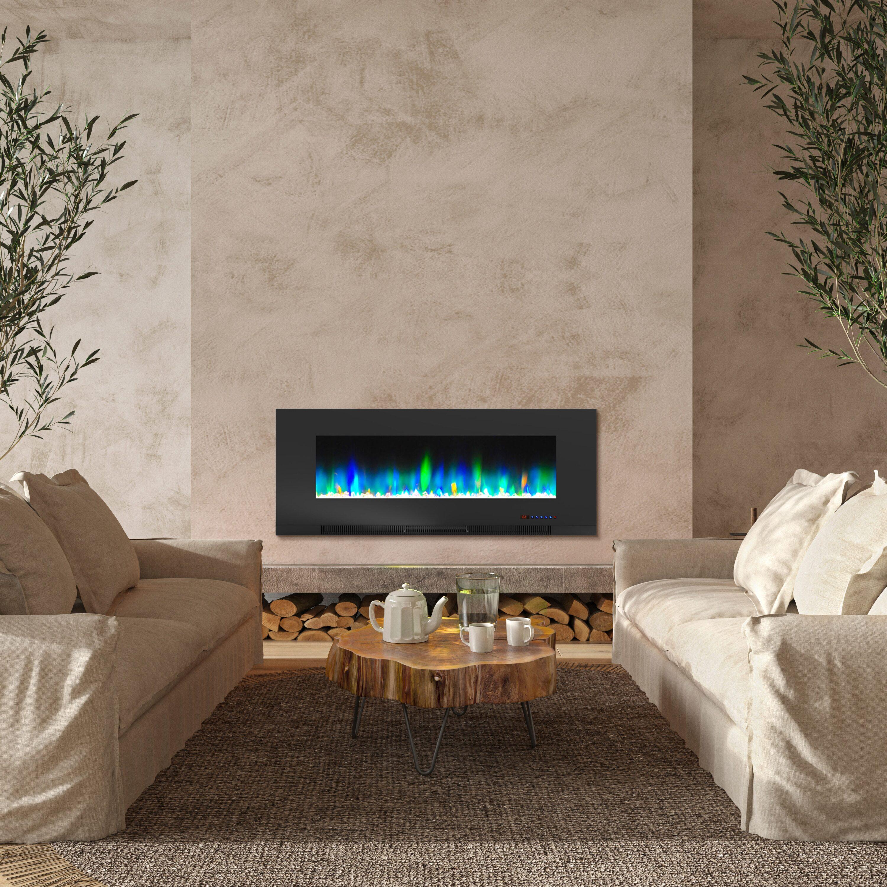 Cambridge Cambridge Wall Mount Electric Fireplace Heater with Remote Control for Indoor Use in Living Room, Bedroom, Home Office