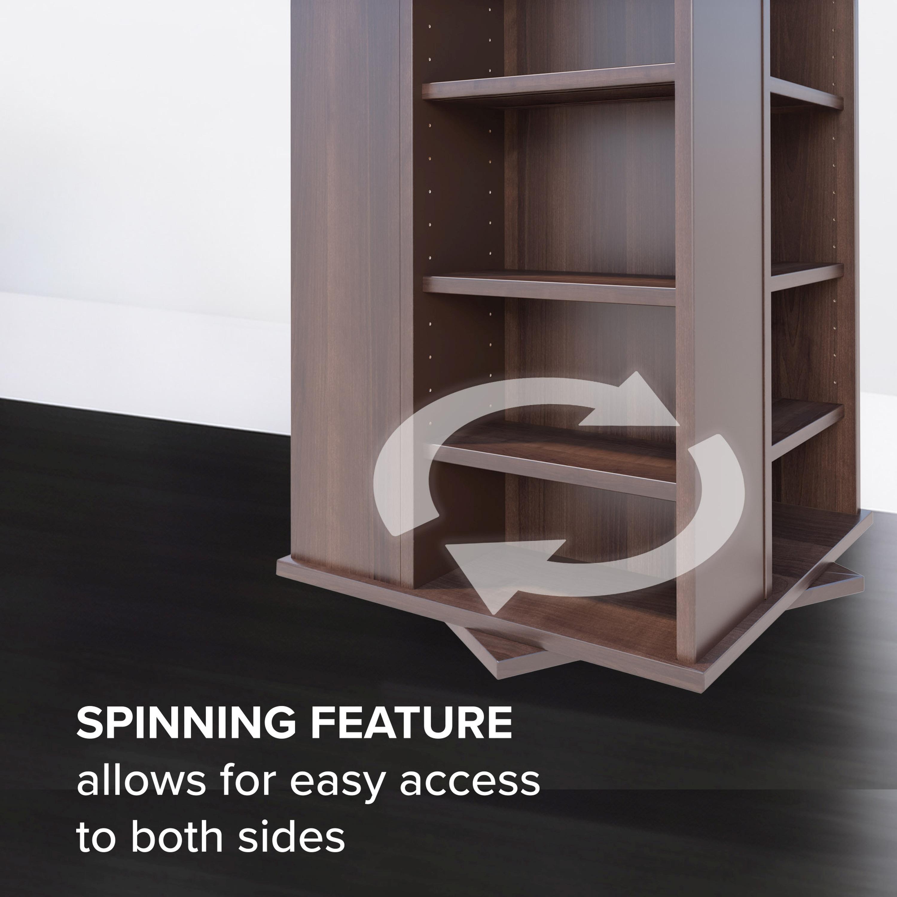 Prepac 4 Sided Spinning Media Storage - Espresso: Holds 1040 CDs, 476 DVDs, Mid-Century Modern Media Tower