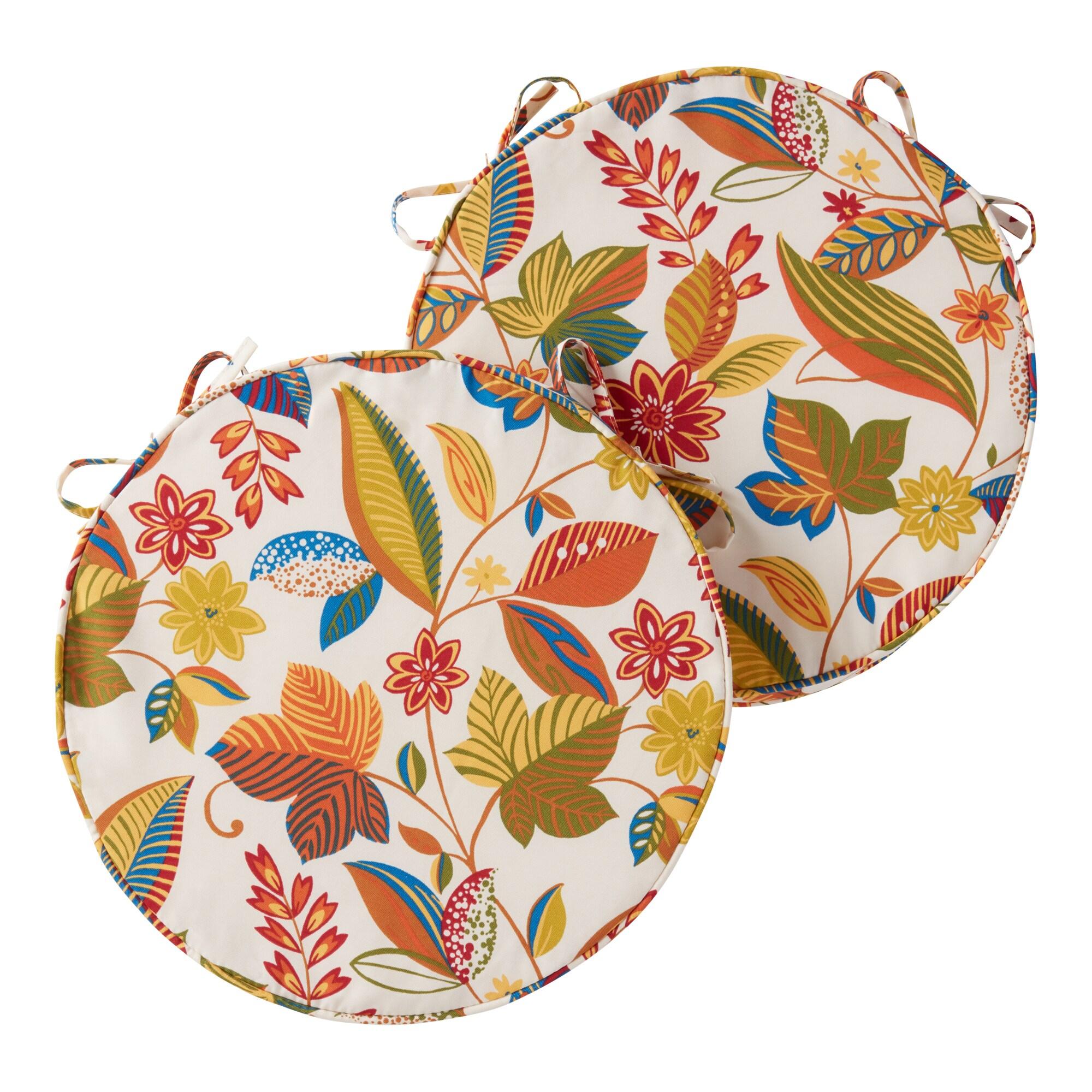 Greendale Home Fashions 18" x 18" Esprit Floral Round Outdoor Chair Pad (Set of 2)