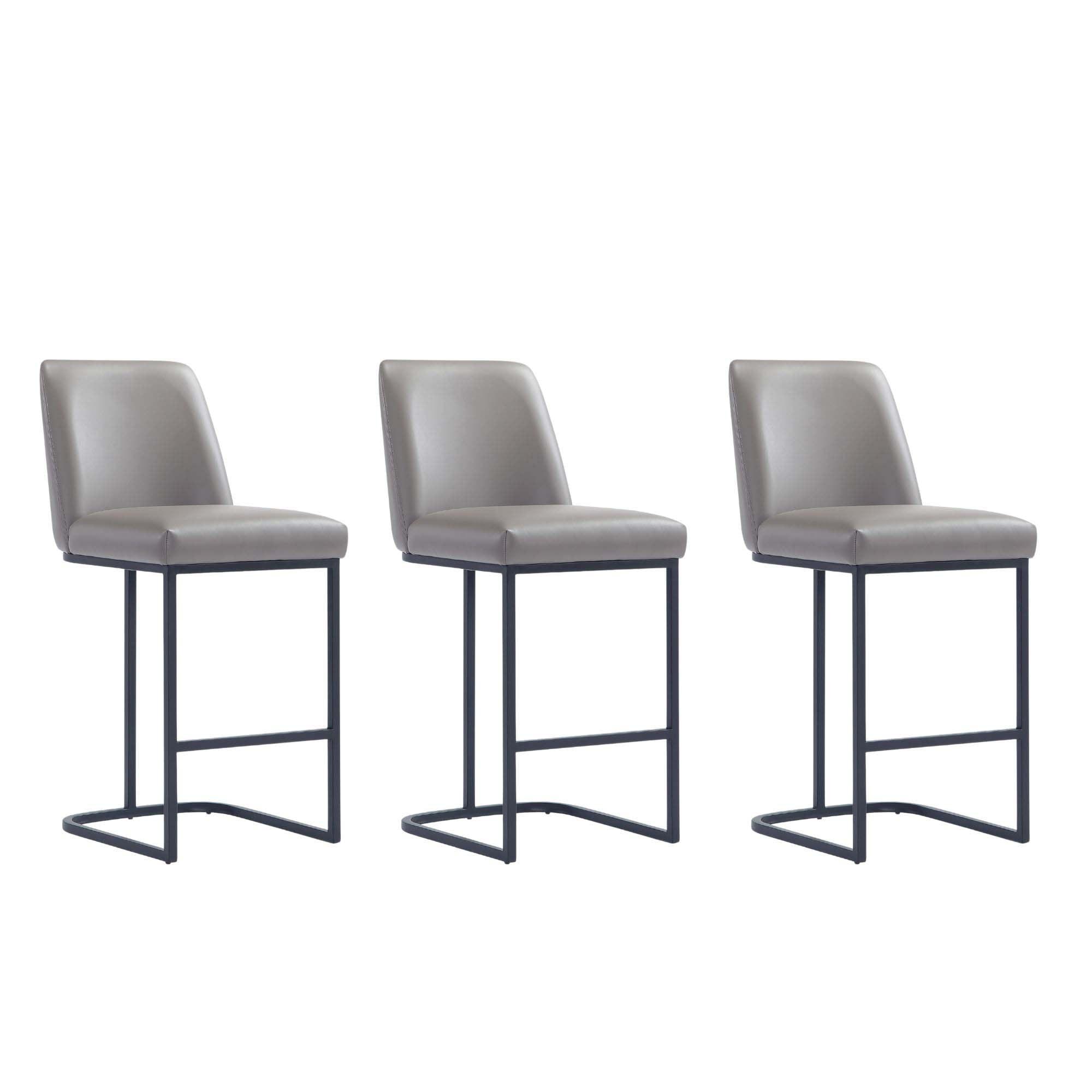 Manhattan Comfort Set of 3 Serena Counter Height Barstools Gray: Upholstered, Metal Frame, Modern Design