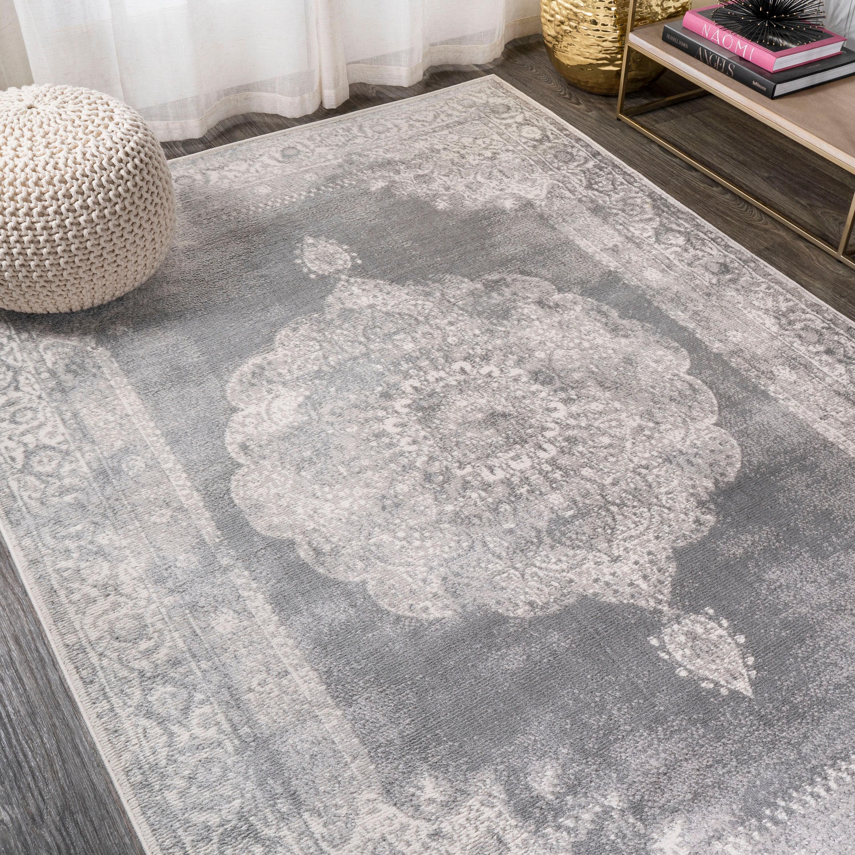 5'x8' Rosalia Cottage Medallion Area Rug, Gray/Dark Gray - JONATHAN Y