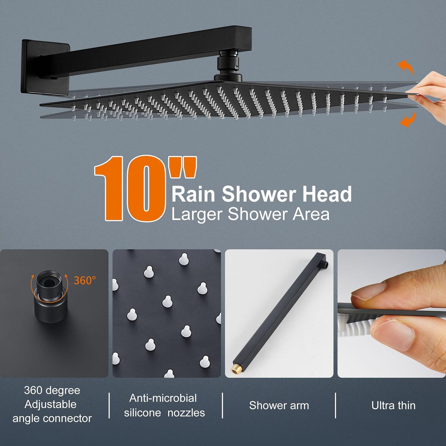 Cobbe Shower System, Matte Black Shower Faucets Sets Complete,Shower System,10 inches Rainfall Shower Head with Handheld, Shower Faucet Set for Bathroom Rough-in Valve Body and Trim Included