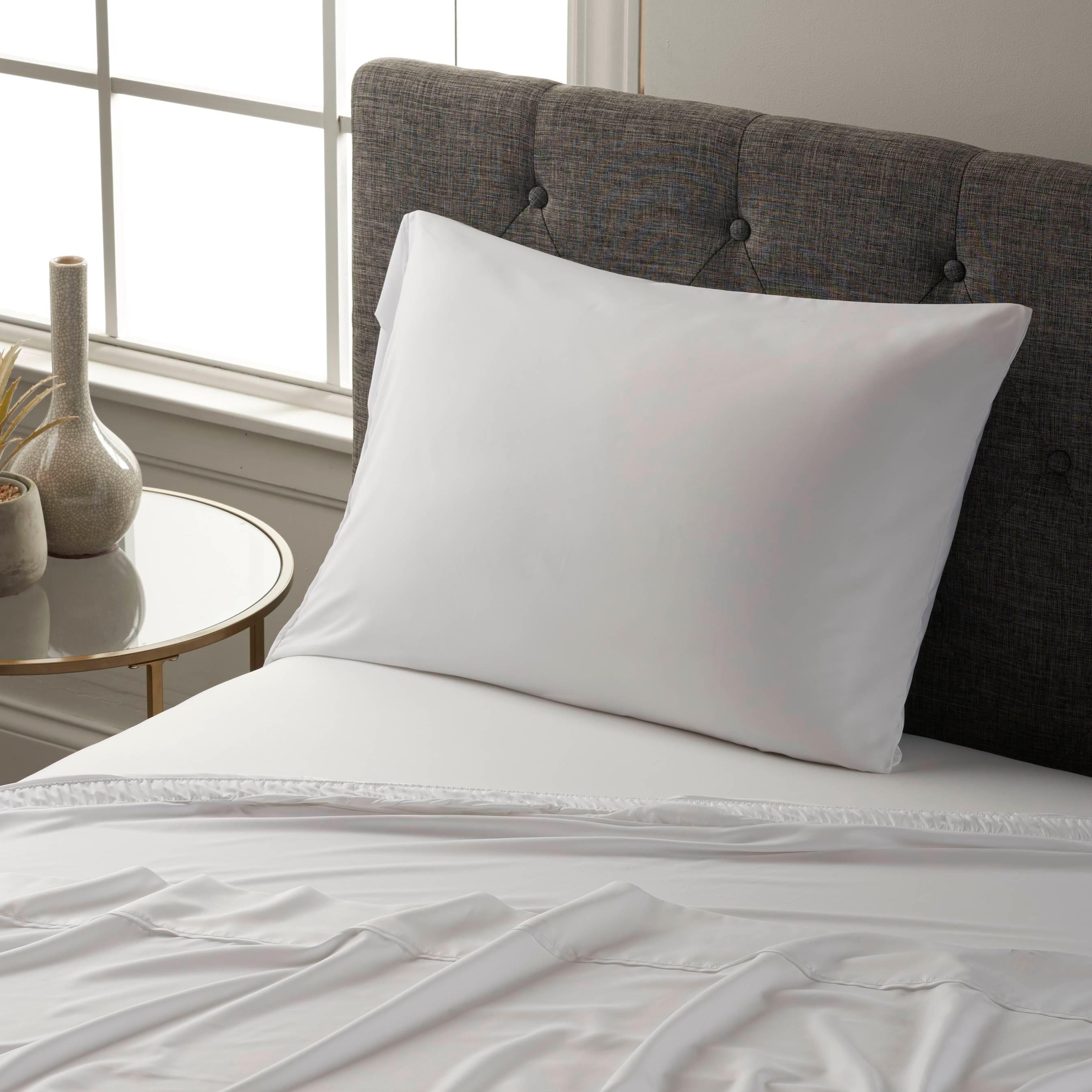 Serta Classic Bedding Bundle - Contains a Twin Size Mattress Protector and Sheet Set Along with One Standard Pillow - CertiPUR-US Certified White