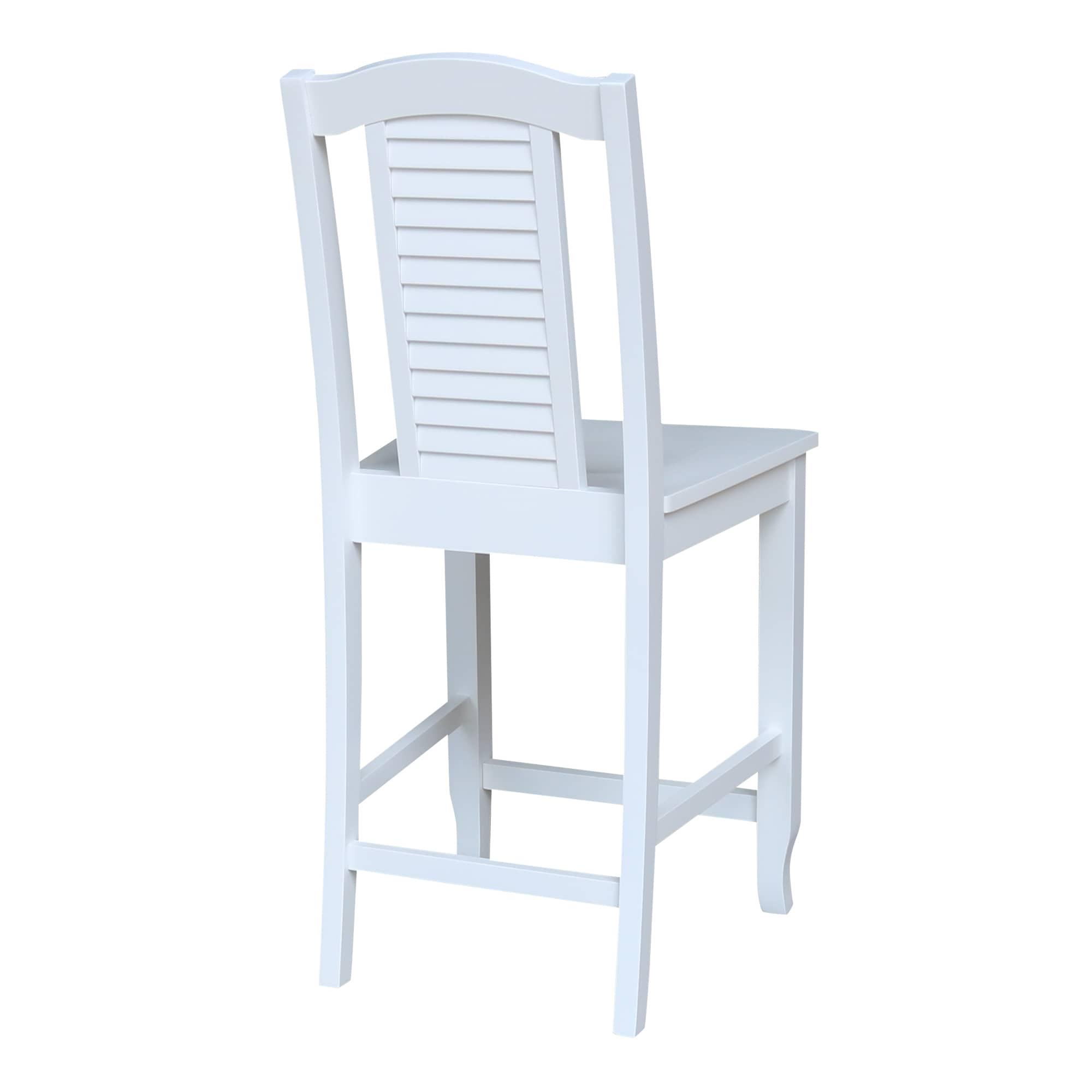 International Concepts Seaside Solid Wood Counter Height Stool, White