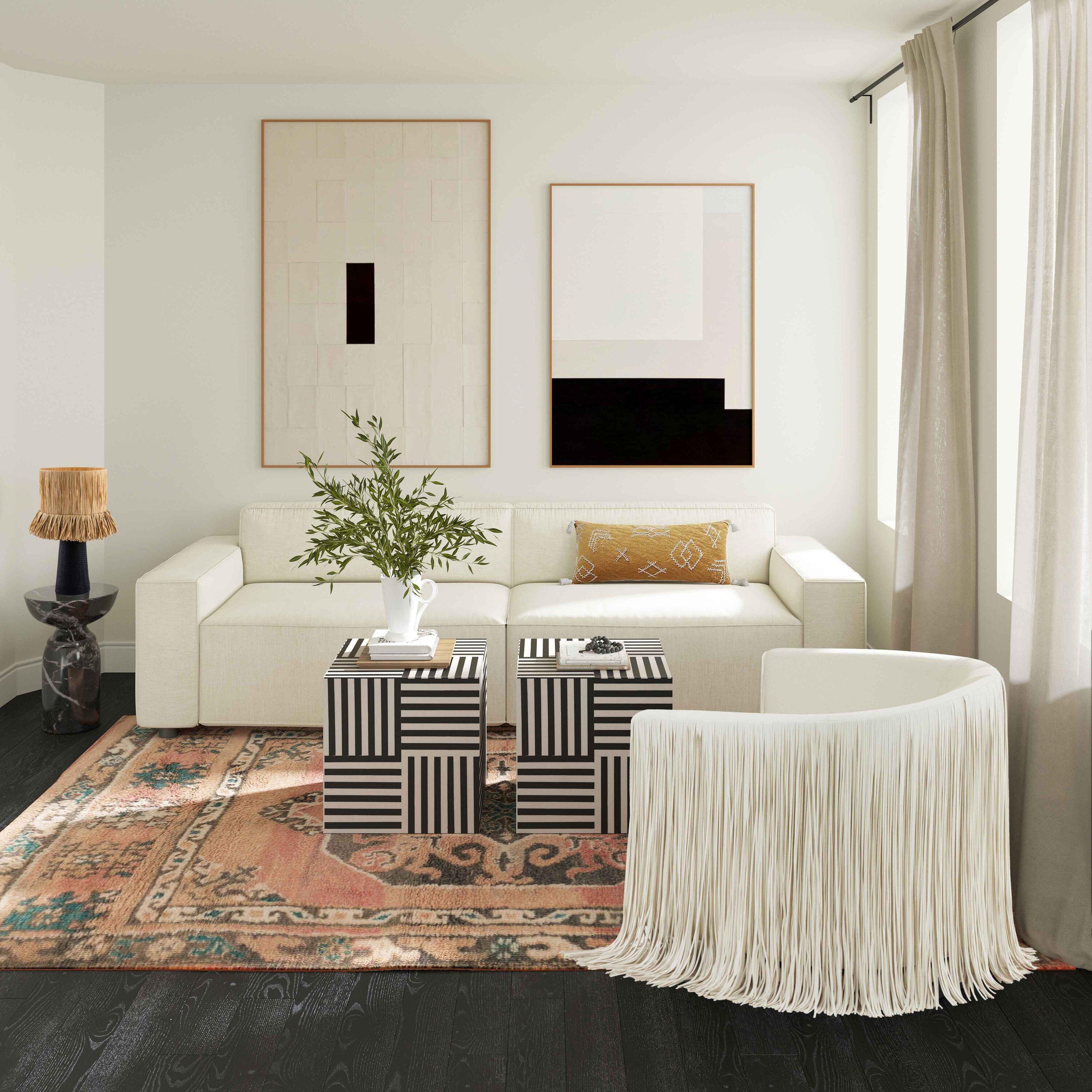 TOV Furniture Cube Black and White Side Table