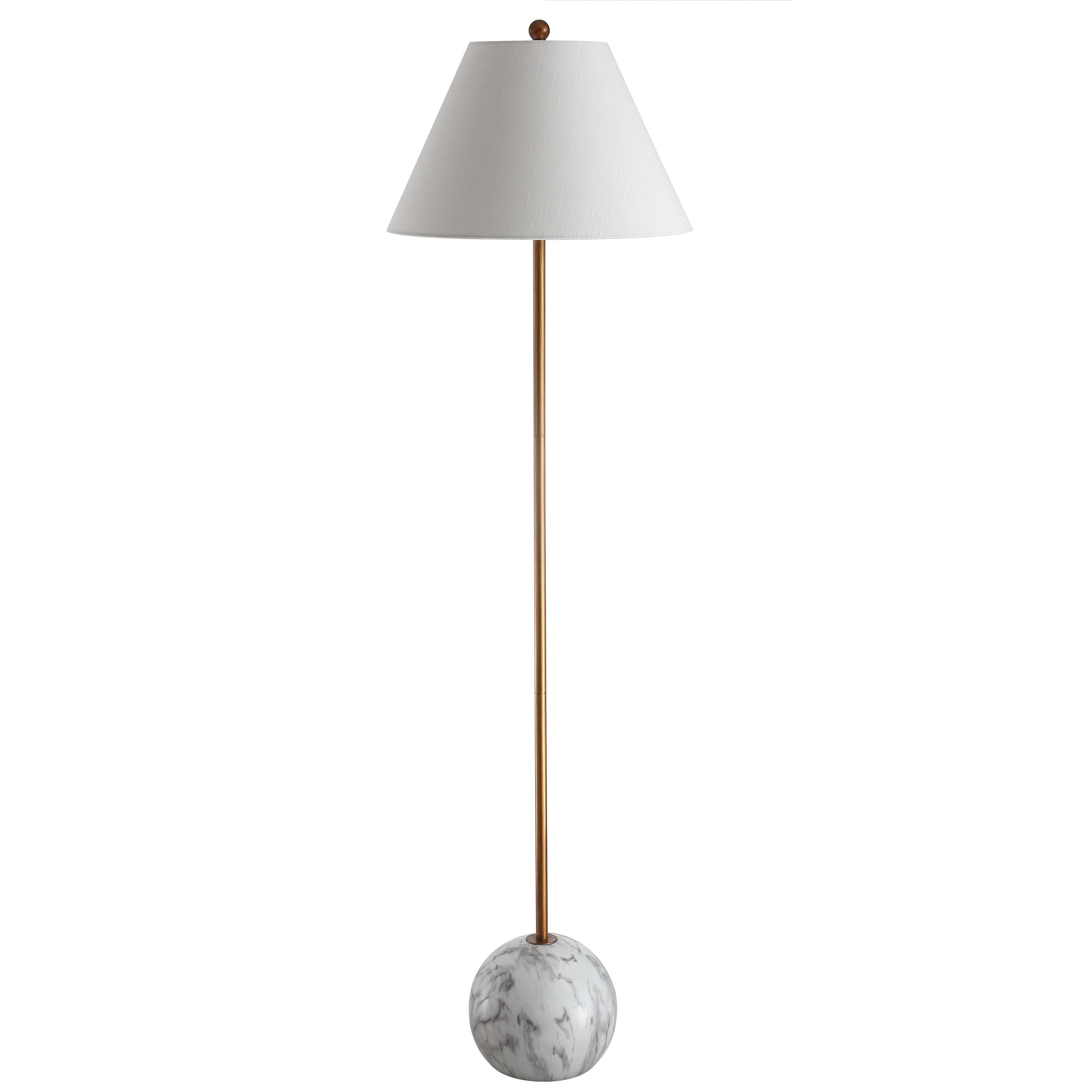 Miami 63.5" Minimalist Resin/Metal LED Floor Lamp, Gold/White by JONATHAN Y