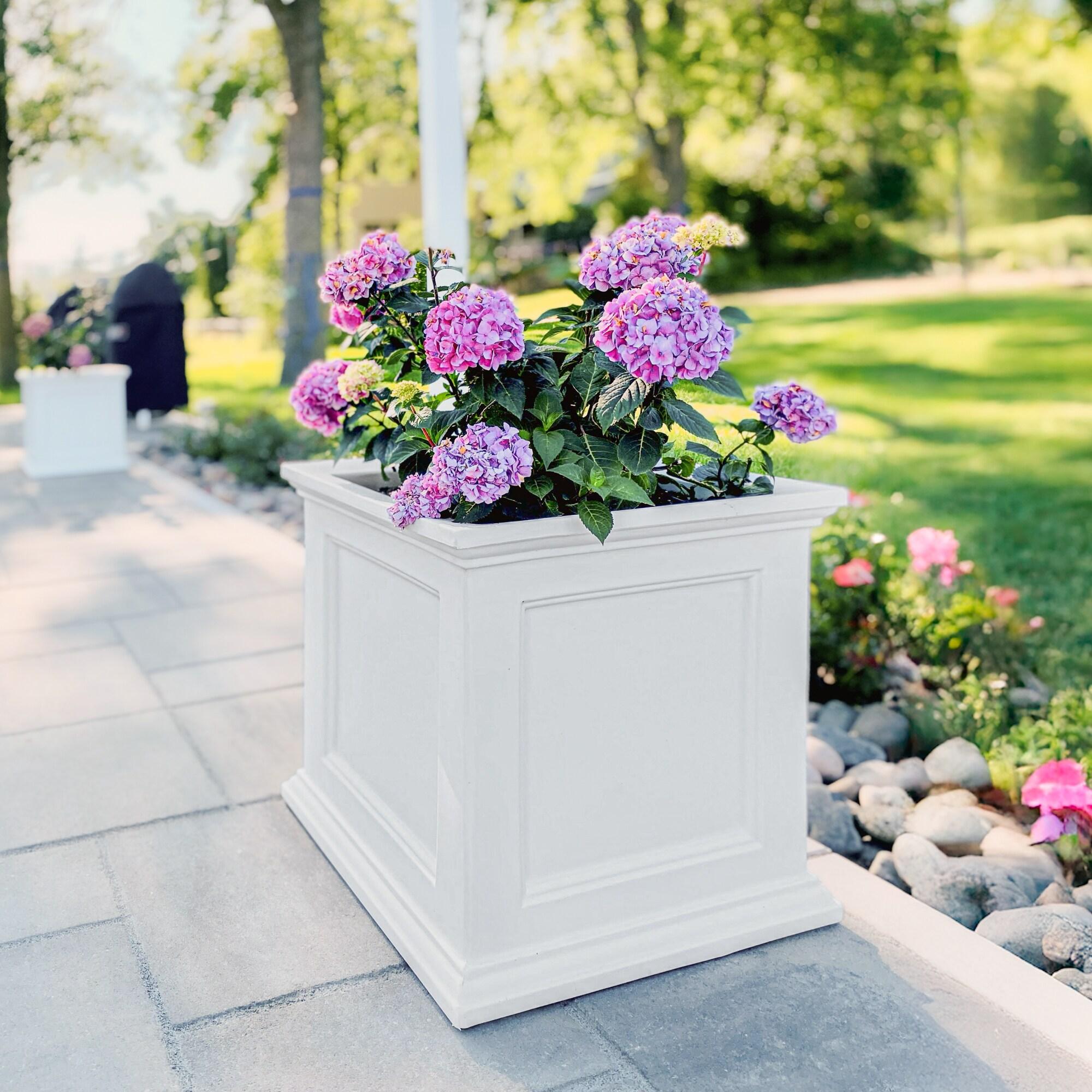 Mayne Fairfield 20" x 20" x 20" Square White Self Watering Plastic Planter