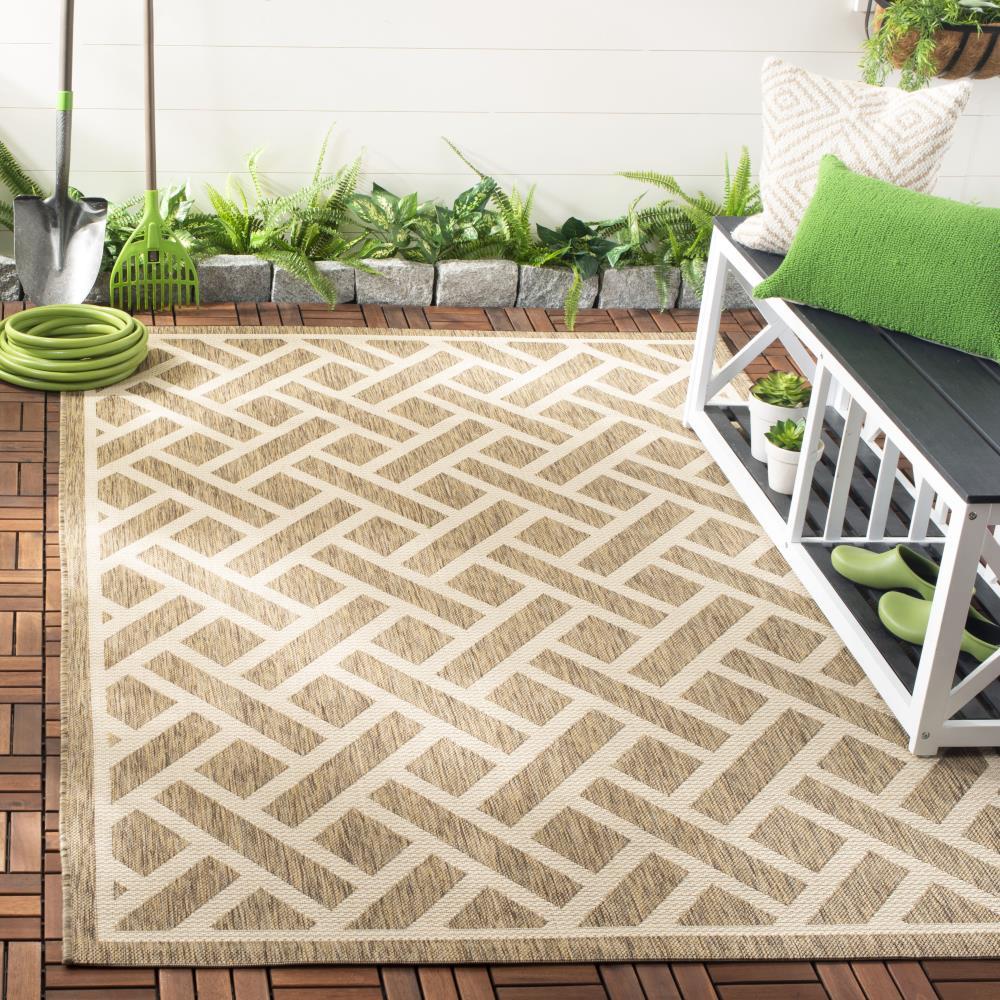 Courtyard CY6306 Power Loomed Indoor/Outdoor Area Rug - Brown/Light Beige - 5'3"x7'7" - Safavieh.