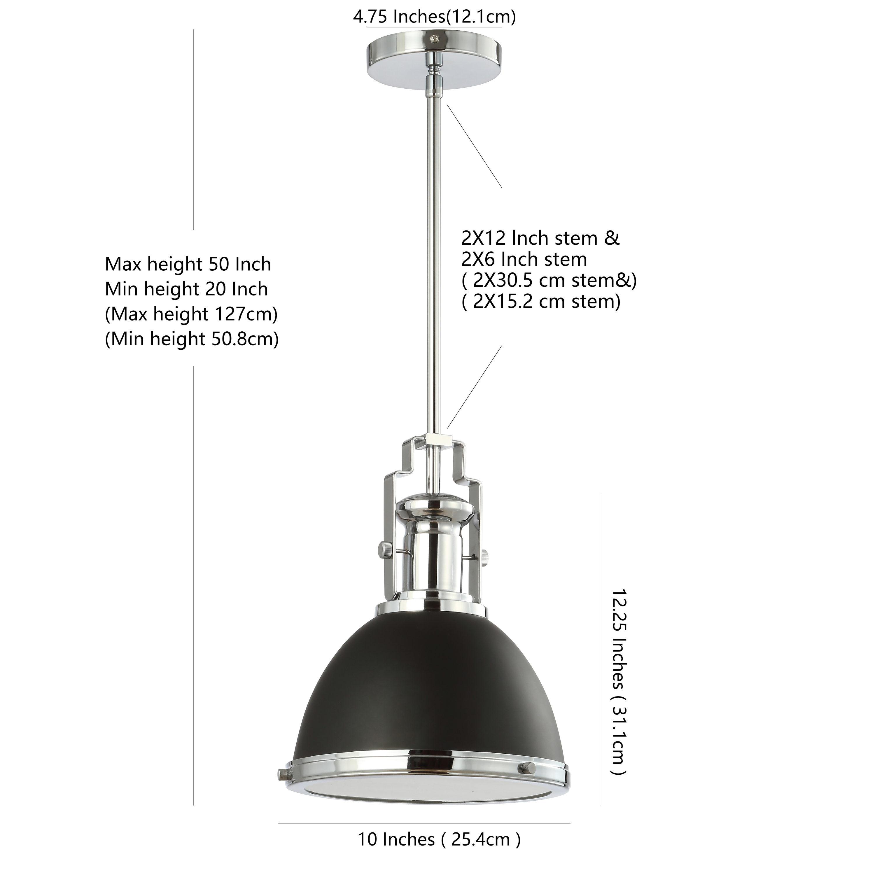 Homer 10" 1-Light Modern Industrial Iron LED Dome Pendant, Black/Chrome