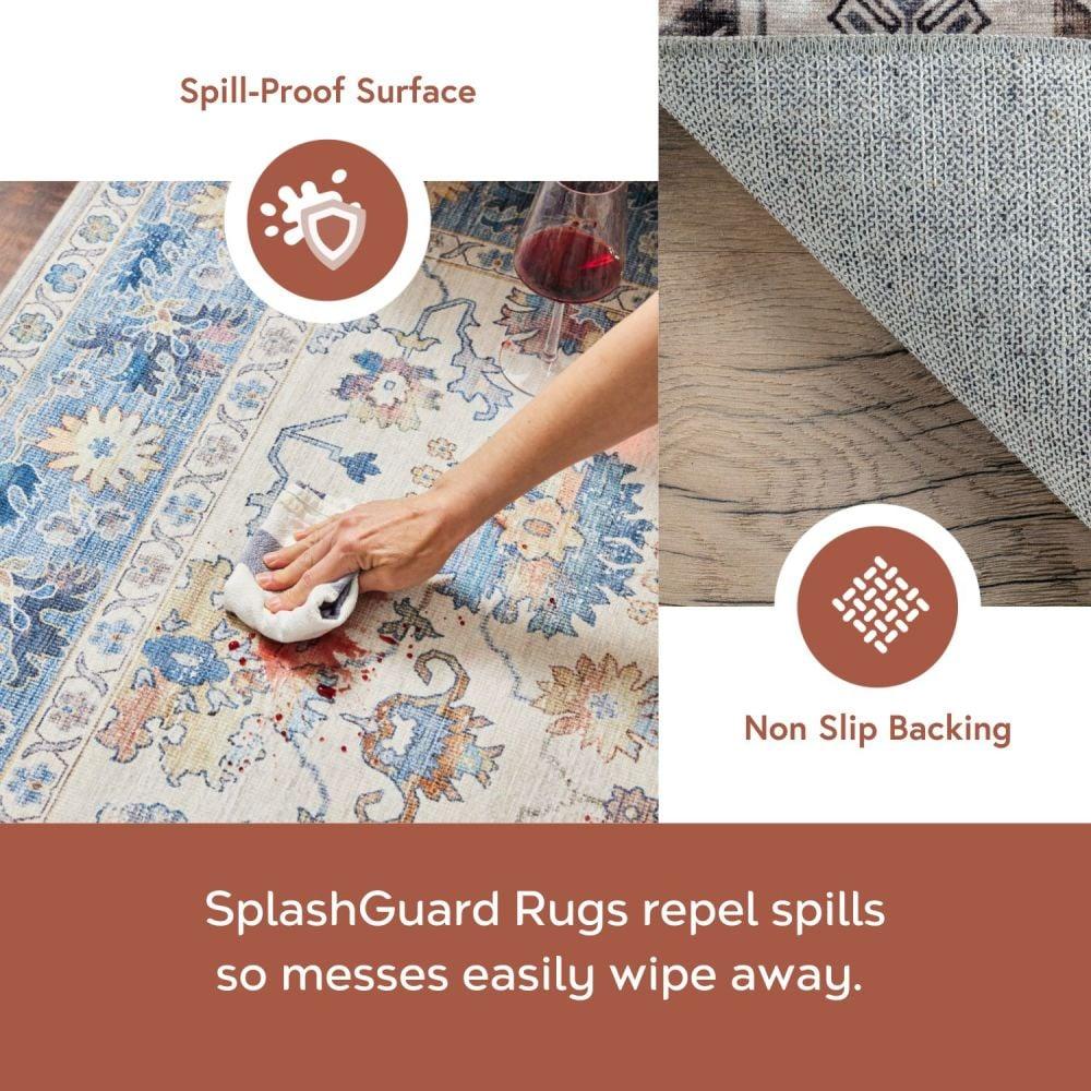 Nuloom Evelina Medallion 6x9 Spill Proof Machine Washable Indoor Area Rug for Living Room Bedroom Dining Room Kitchen, Light Orange/Ivory