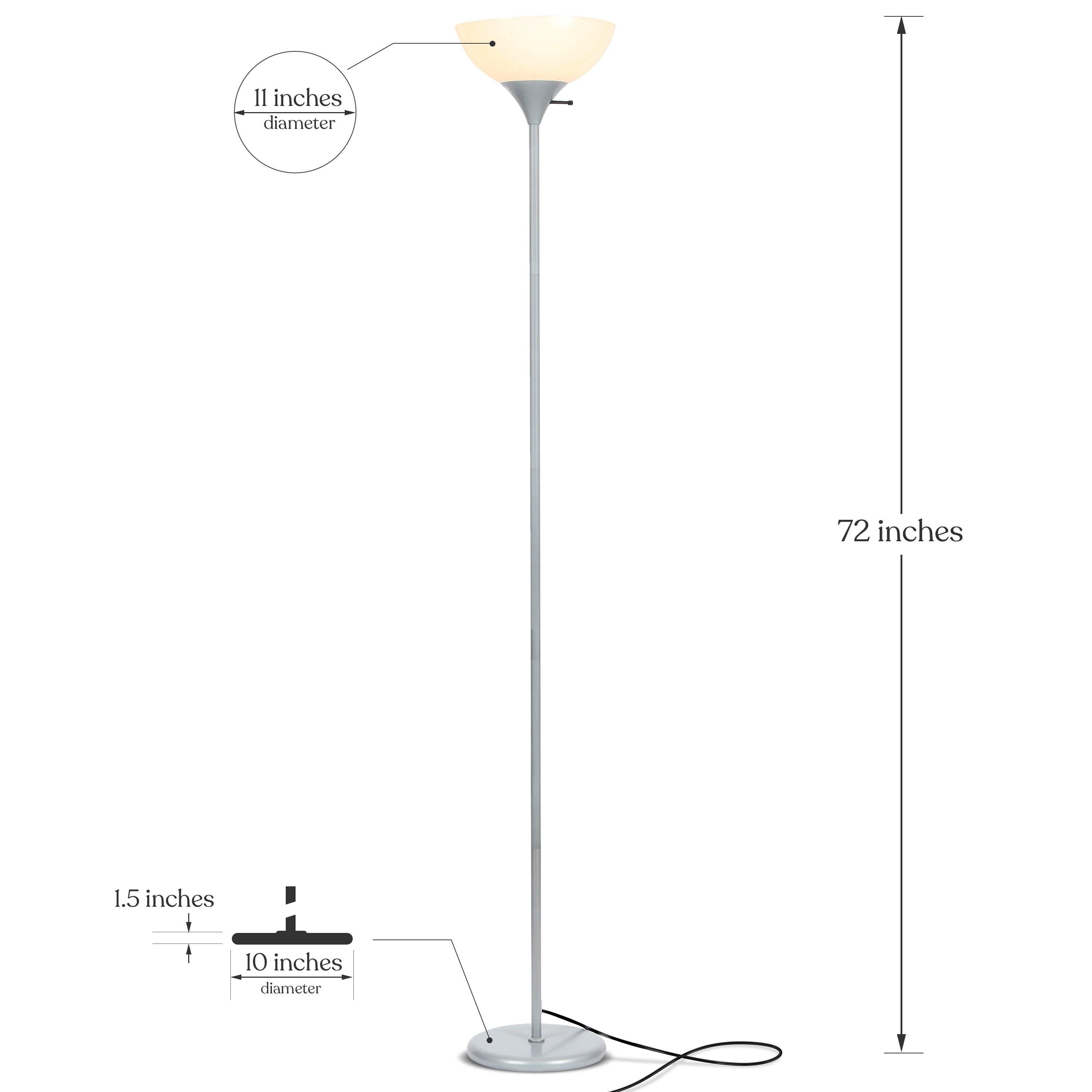Sky Dome 72 in. Industrial 3-Way Dimming LED Floor Lamp with Plastic Bowl Shade