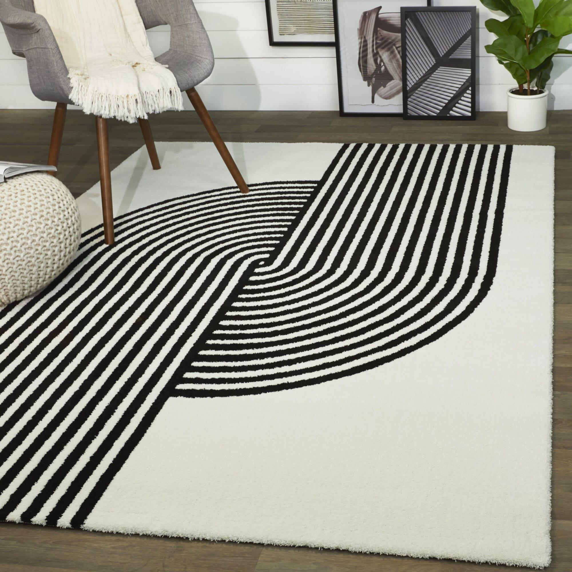 Balta Rugs 7'10"x10' Anscombe Contemporary Stripe Rug White