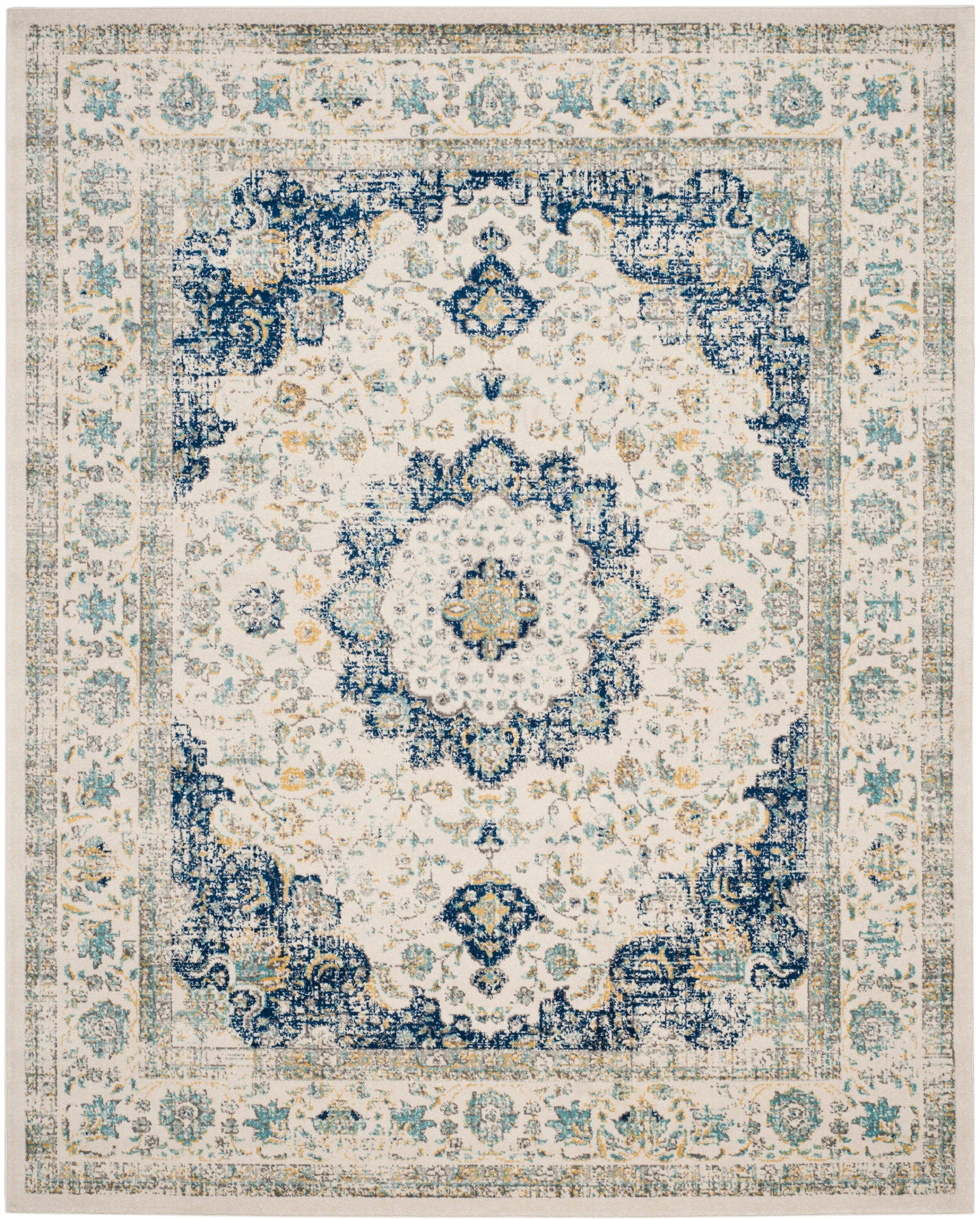 Evoke EVK220 Power Loomed Area Rug - Ivory/Blue - 8'9"x11'9" - Safavieh.