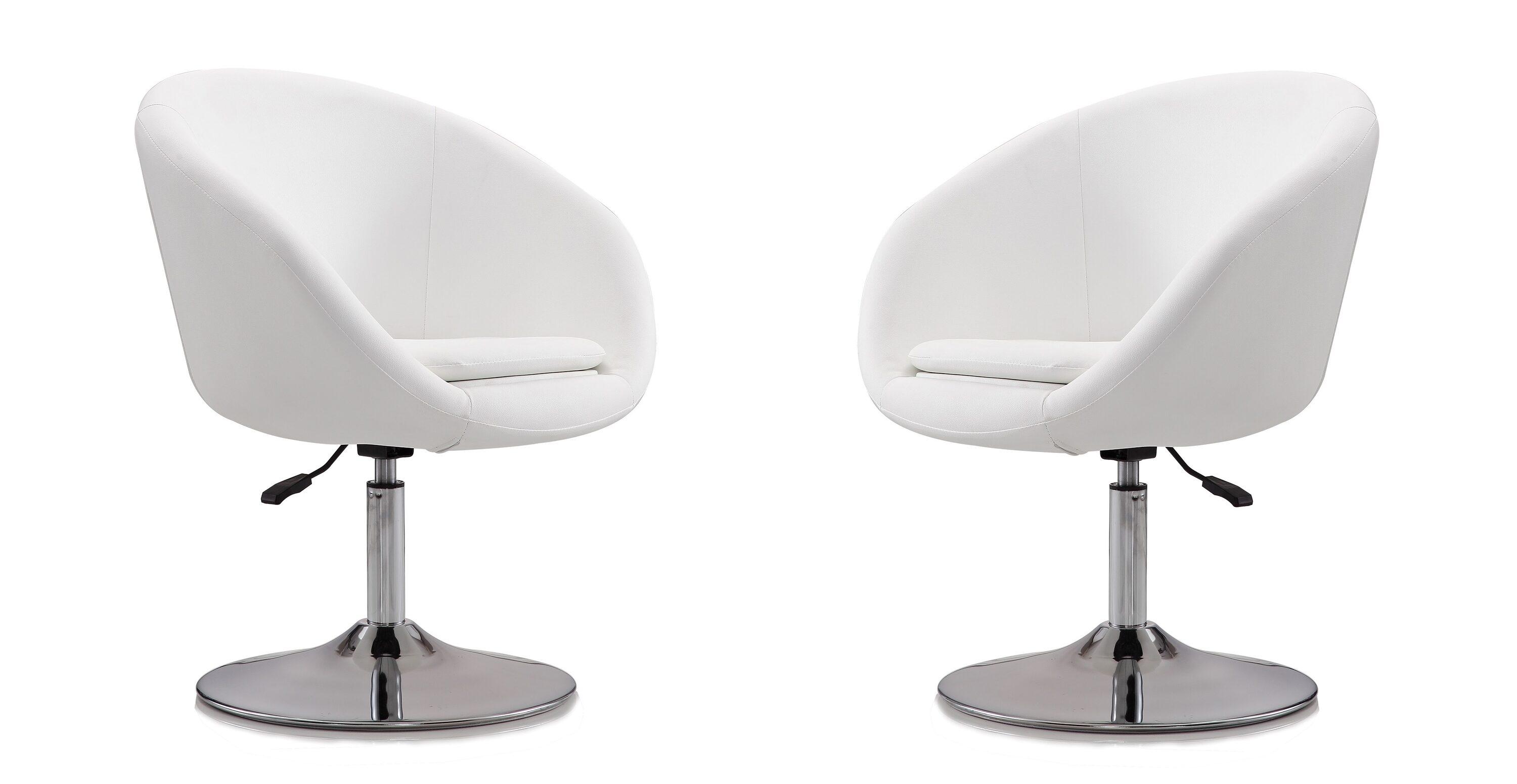 Set of 2 Hopper Wool Blend Adjustable Height Chairs White - Manhattan Comfort: Swivel, for Office & Dorm